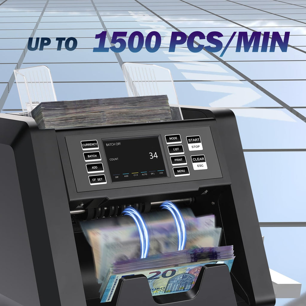 N70A Business Grade Money Counter Machine with 2CIS/UV/MG/IR Counterfeit Detection, Serial Number Reading,Mixed Denomination,Bill Counter High Speed for Store, Small Business, Office