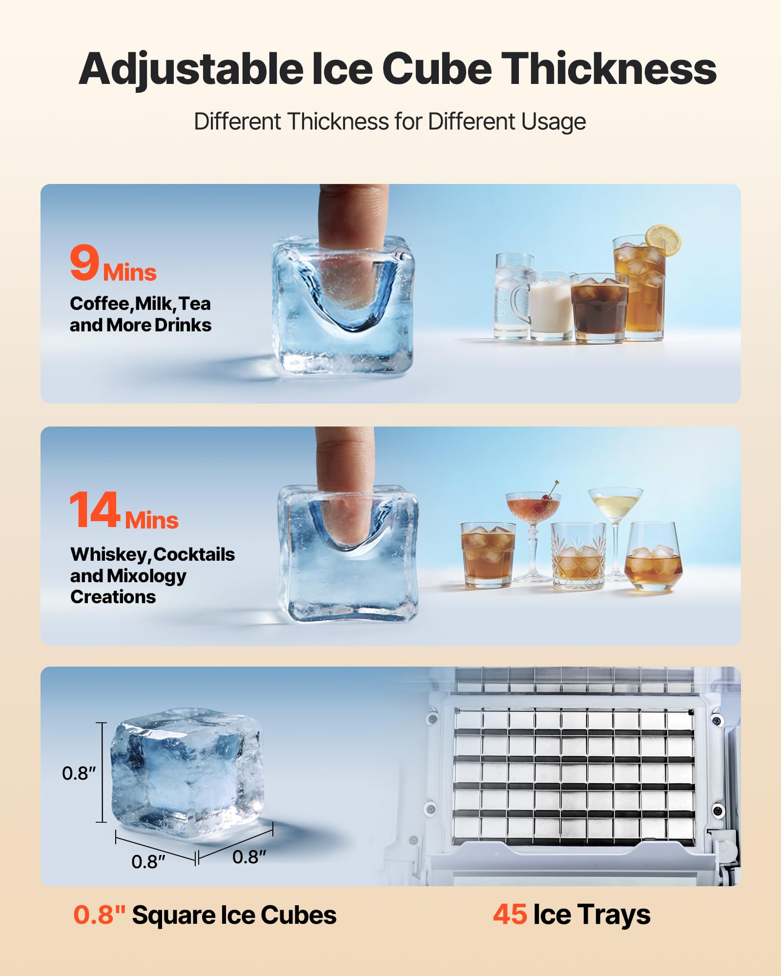 VEVOR Commercial Ice Maker Machine, 100 lbs/24h with 30-35 lbs Storage, Bullet Ice,Built-in/Freestanding/Under Counter, Stainless Steel Ice Maker with LED Display for Home Bar Restaurant