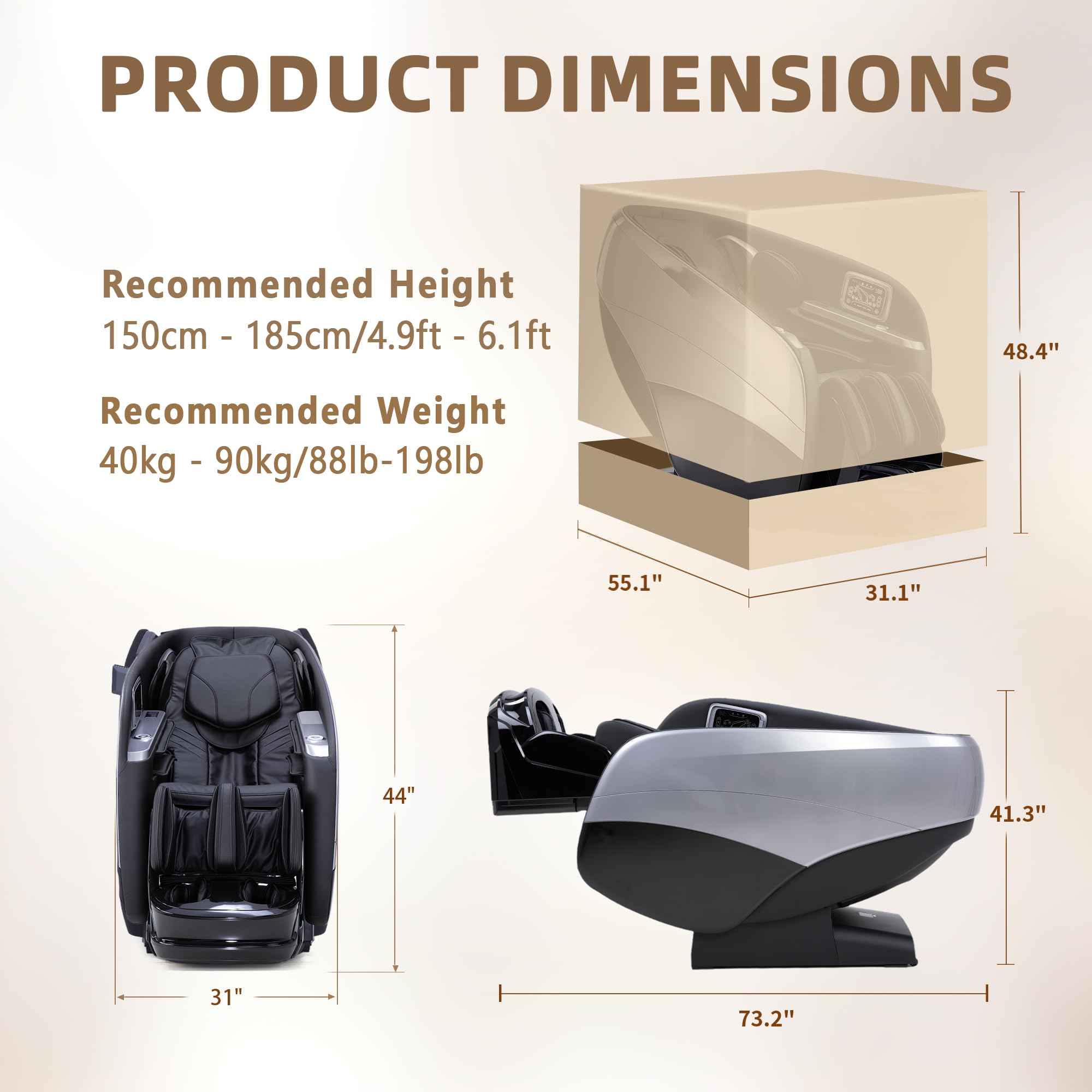 4D Massage Chair Zero Gravity Full Body SL Rail Massage Chair with 20 Auto Programs Built-in Aroma System (Black)