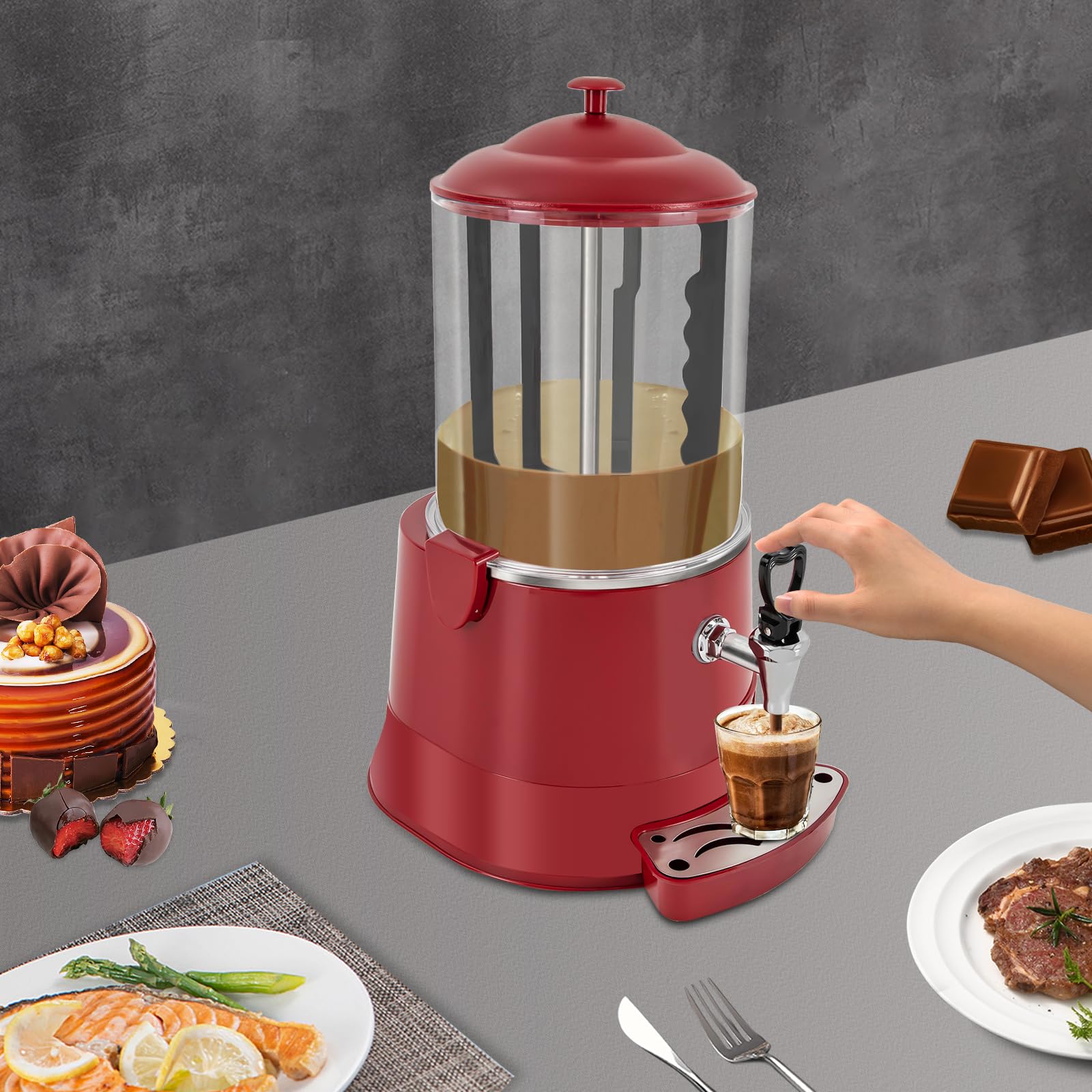 Commercial Hot Chocolate Machine, 110V 10L Hot Beverage Warmer, Electric Chocolates Melting Machine and Dispenser, Chocolate Warmer Maker for Home, Restaurant, Coffee (Black)