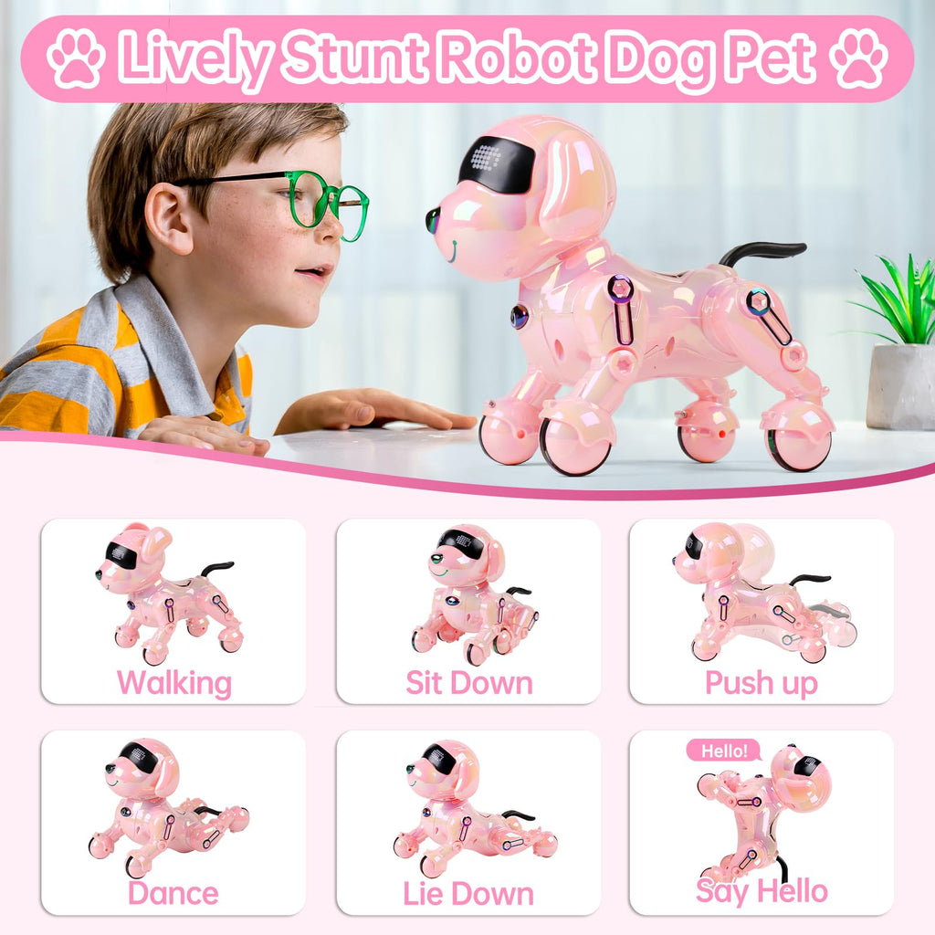 Dwi Dowellin Robot Dog for Kids 8-12,Remote Control Smart Robotic Dogs Pet Puppy Robotic Toy,Interactive Touch Walking Talking Toys for Boys Girls Christmas Birthday Gifts