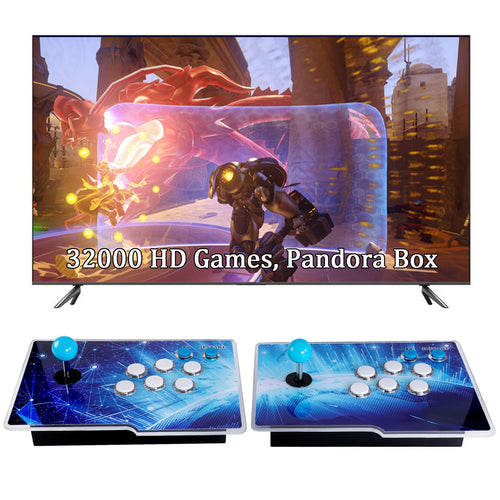 32000 Games 3D Pandora Box Arcade Game Console,Retro Video Game Machine for TV, 1280x720 HD Output,Search/Save/Hide/Pause Games,Support 4 Players,Two Splited Joysticks.