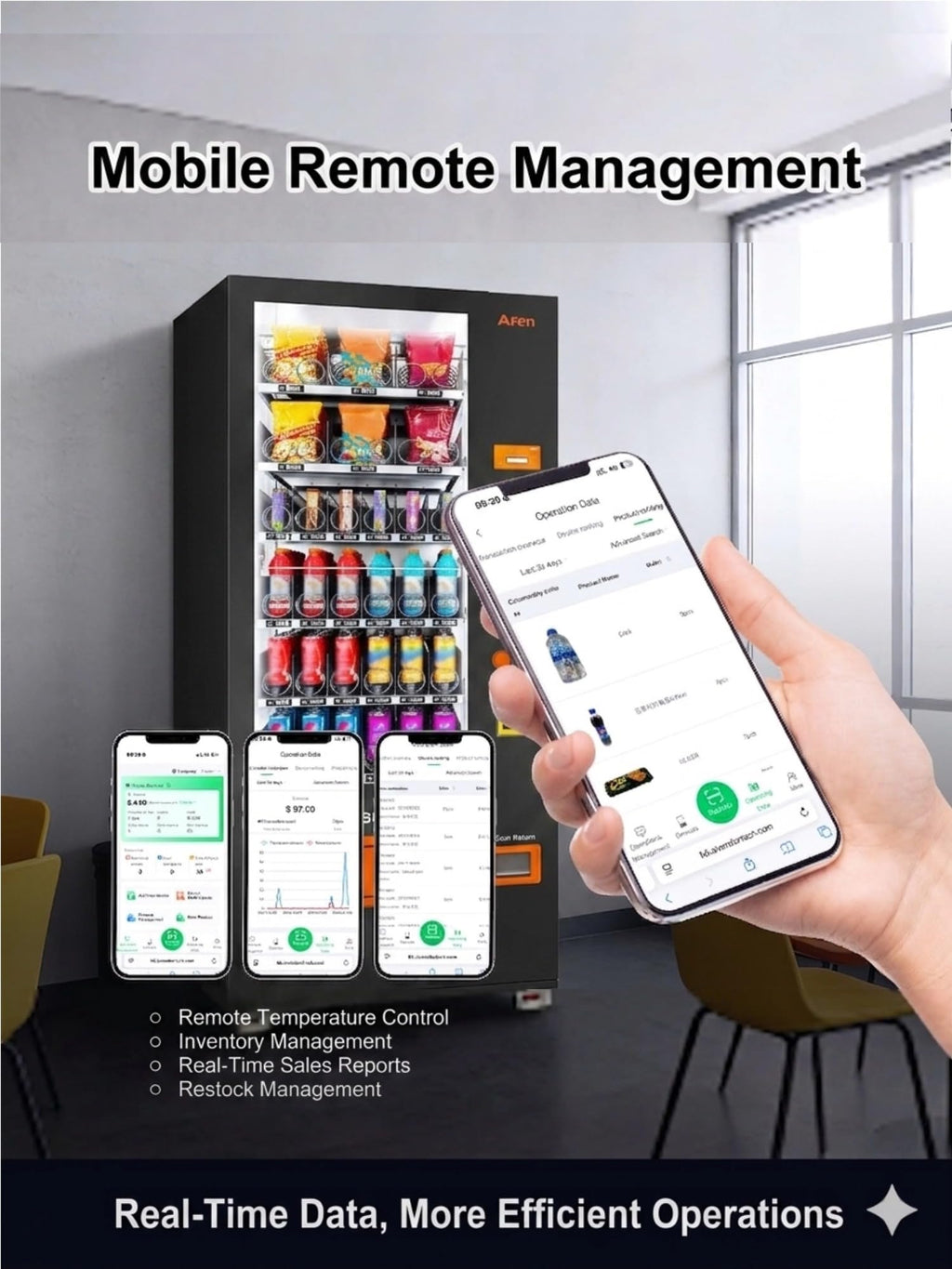 AFEN Commercial Vending Machine, 36 Slot Snack and Drink Combo Vending Machine Refrigerated Smart Mini Vending Machine for Business, Mobile Management, with Card Reader Only