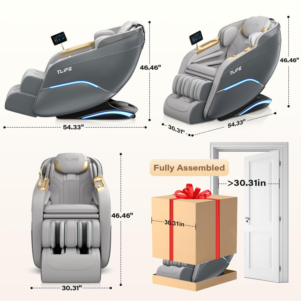 TLIFE Massage Chair Full Body, 160°Zero Gravity Recliner with Body Scan, 50" SL-Track Shiatsu Massage Chair, Fixed Point Massage, Foot Rollers, 12 Auto Modes, Deep Yoga Stretch, Heating, Black