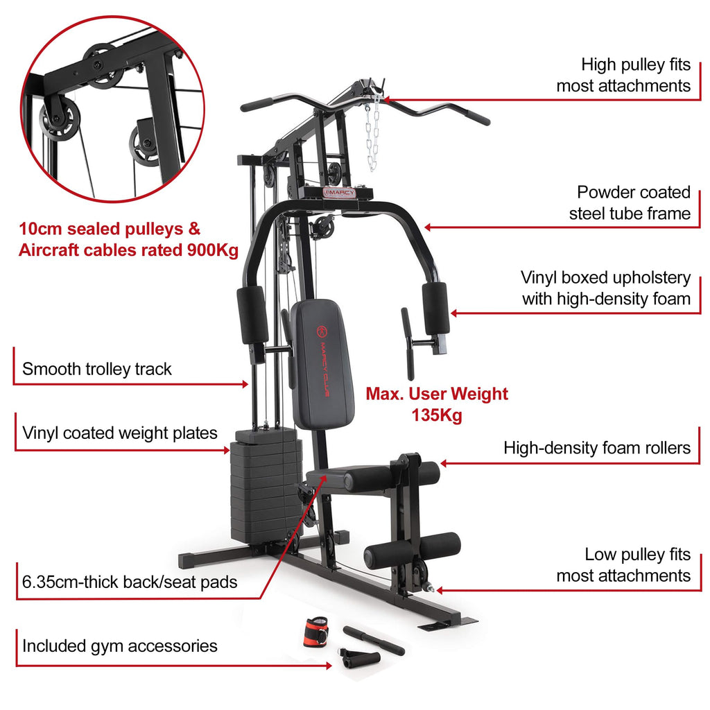 Marcy Multifunctional Workout Station 100lbs to 200lbs Stack Home Gym for Weightlifting and Bodybuilding