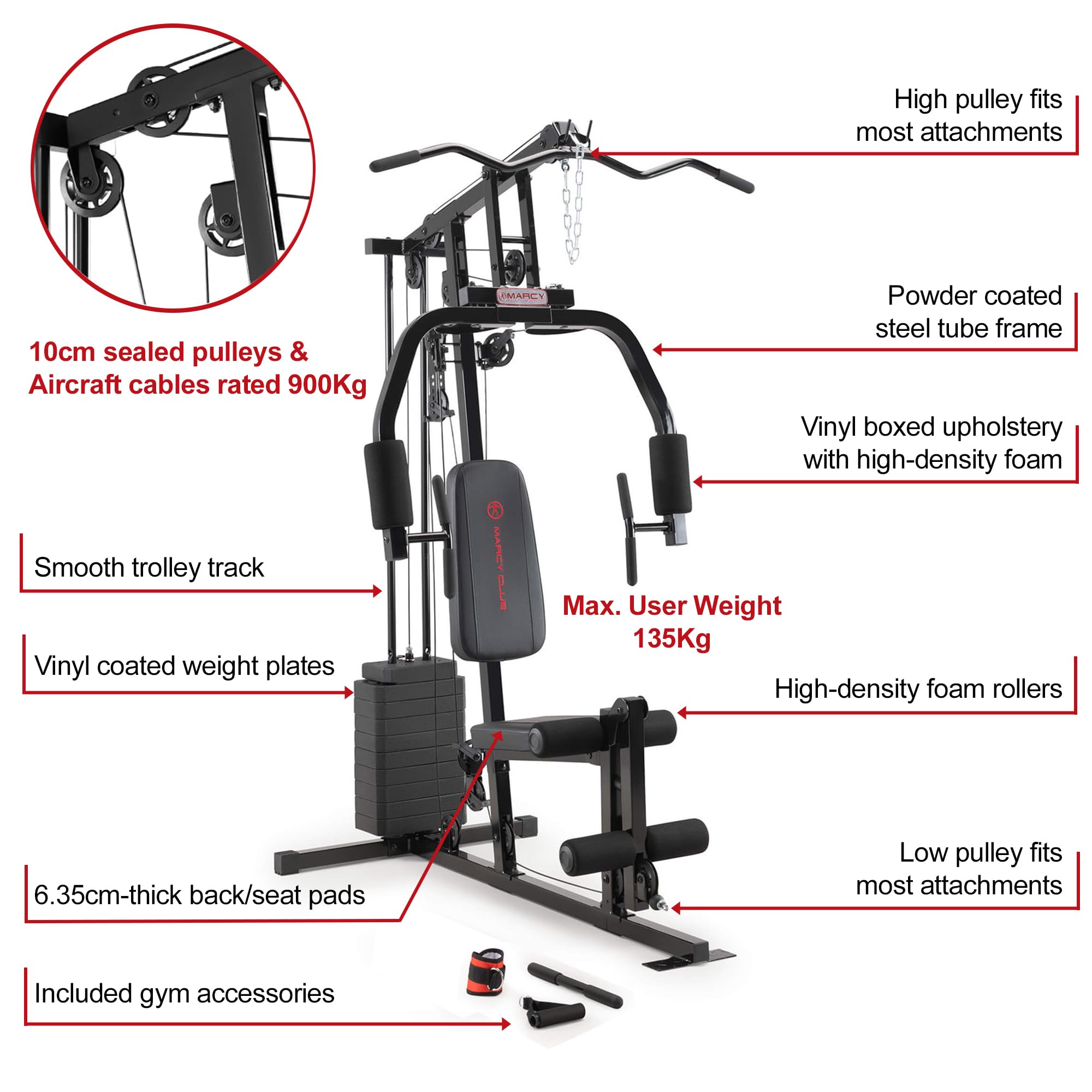 Marcy Multifunctional Workout Station 100lbs to 200lbs Stack Home Gym for Weightlifting and Bodybuilding
