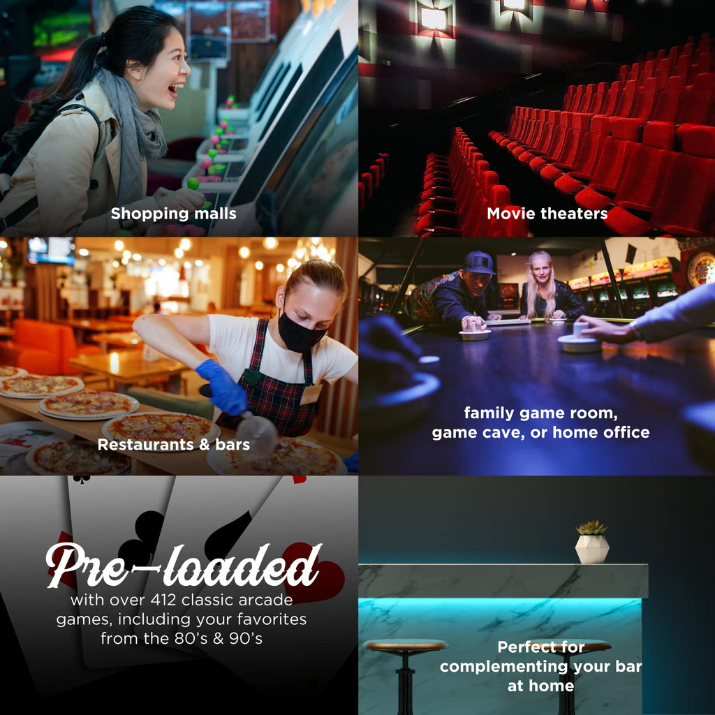 Creative Arcades Full-Size Commercial Grade Machine -Pub Style Arcade Table for 2 Player Cabinet for Home, 412 Games, Multiplayer Control Panel and Screen Size 22 inch.