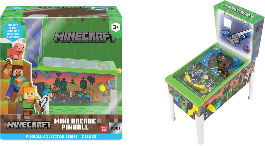 Minecraft: Mini Arcade Pinball - Deluxe Collector Series, Lights & Sounds, Classic Tabletop Game, Skill Shot Challenges, Licensed Toy, Adults-Kids 3+