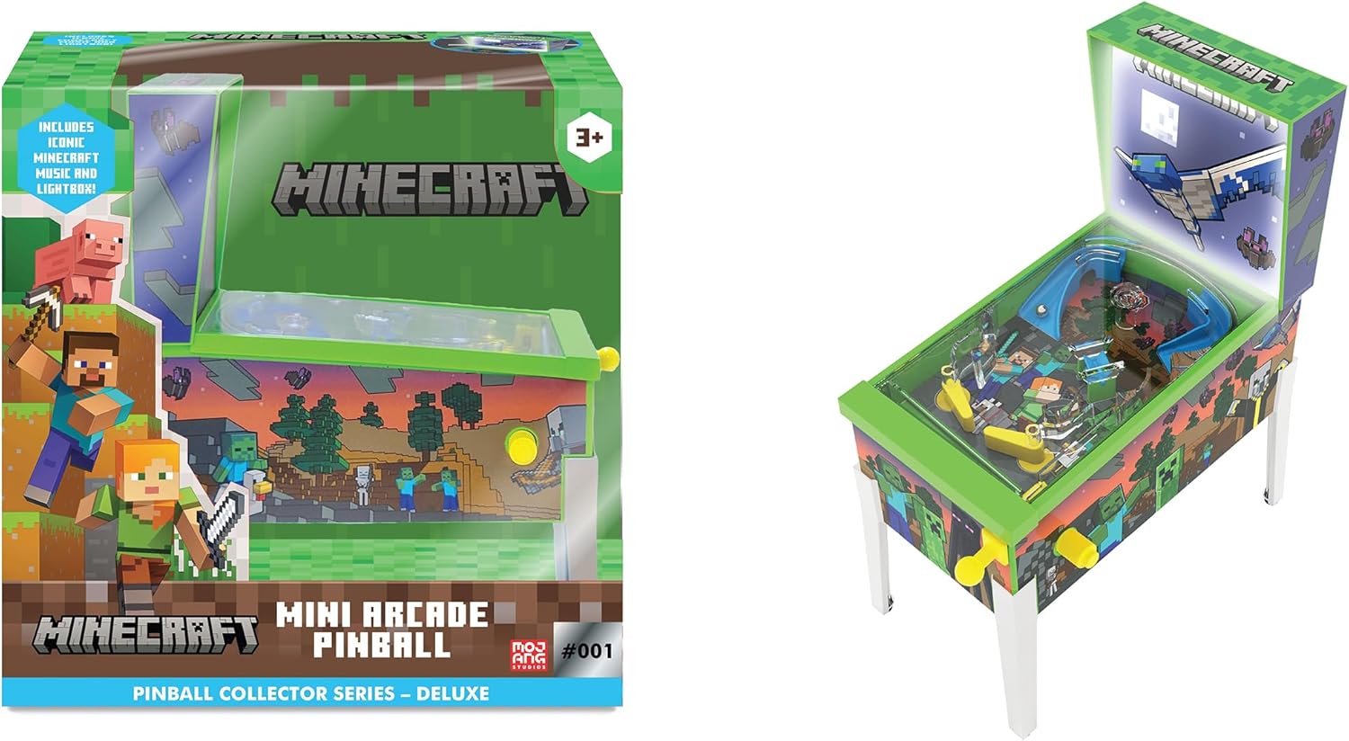 Minecraft: Mini Arcade Pinball - Deluxe Collector Series, Lights & Sounds, Classic Tabletop Game, Skill Shot Challenges, Licensed Toy, Adults-Kids 3+