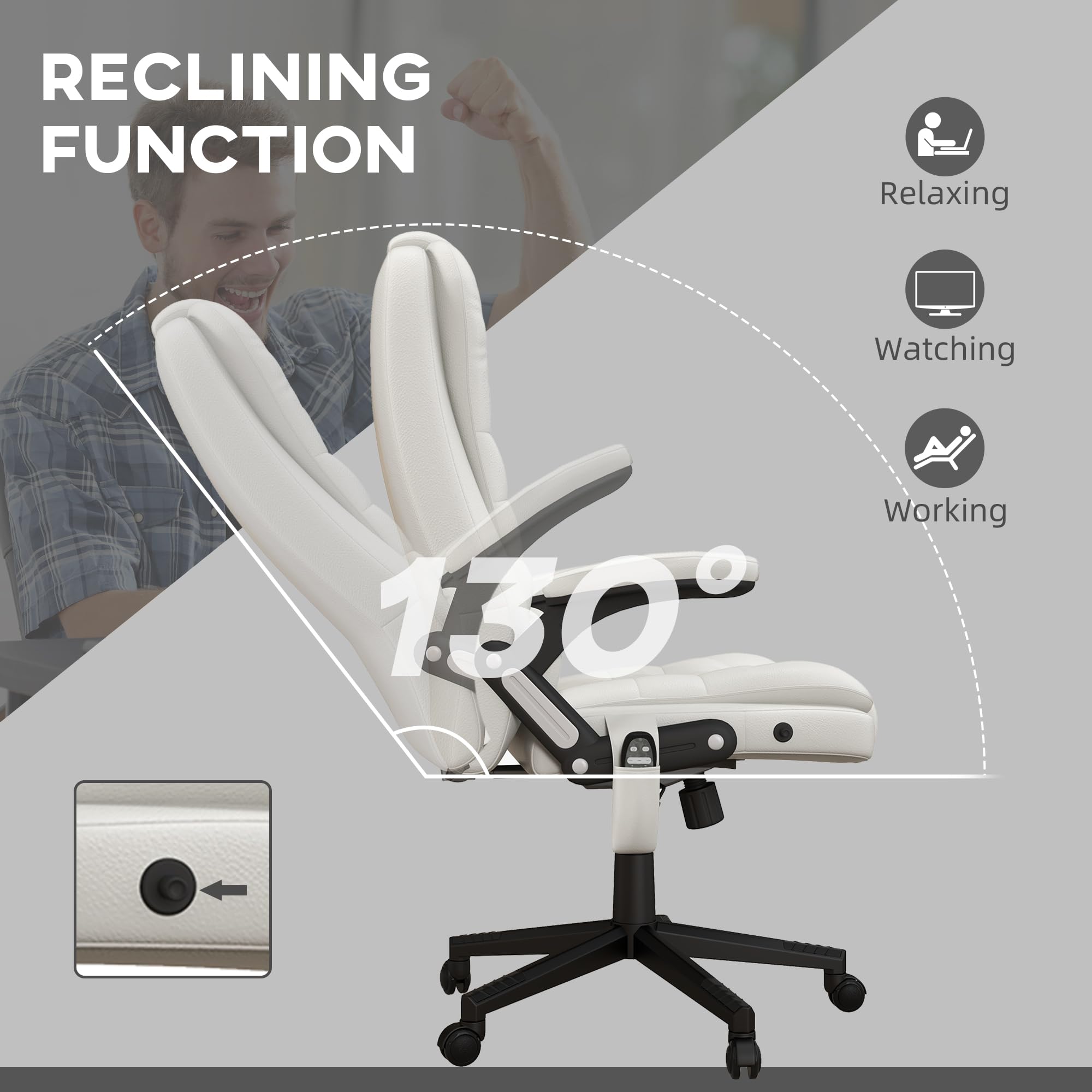 HOMCOM High Back Vibration Massage Office Chair with 6 Vibration Points, Heated Reclining PU Leather Computer Chair with Armrest and Remote, Brown
