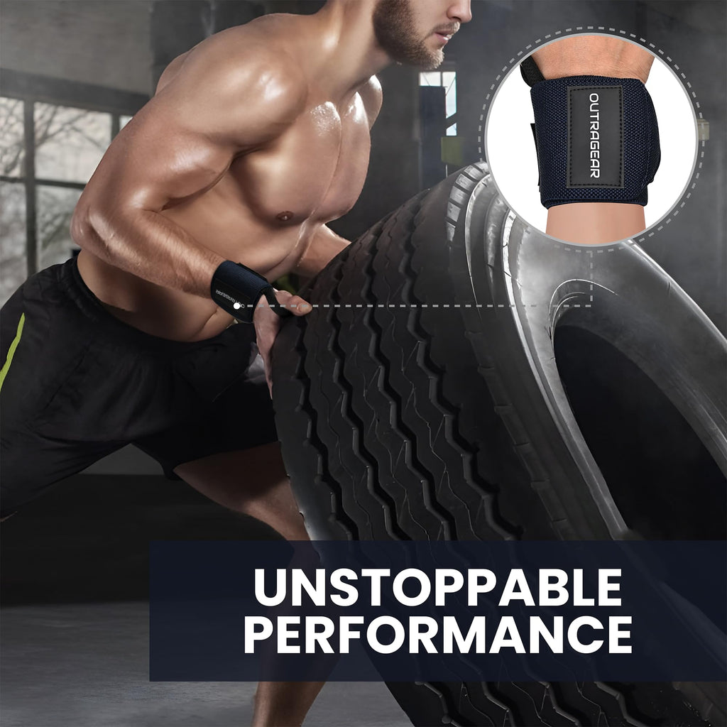 18" OG-Grade Wrist Wraps for Weightlifting – Heavy Duty Wrist Support with Thumb Loop & Lockdown Strap – Wrist Straps for Powerlifting, Bench Press & Gym Training
