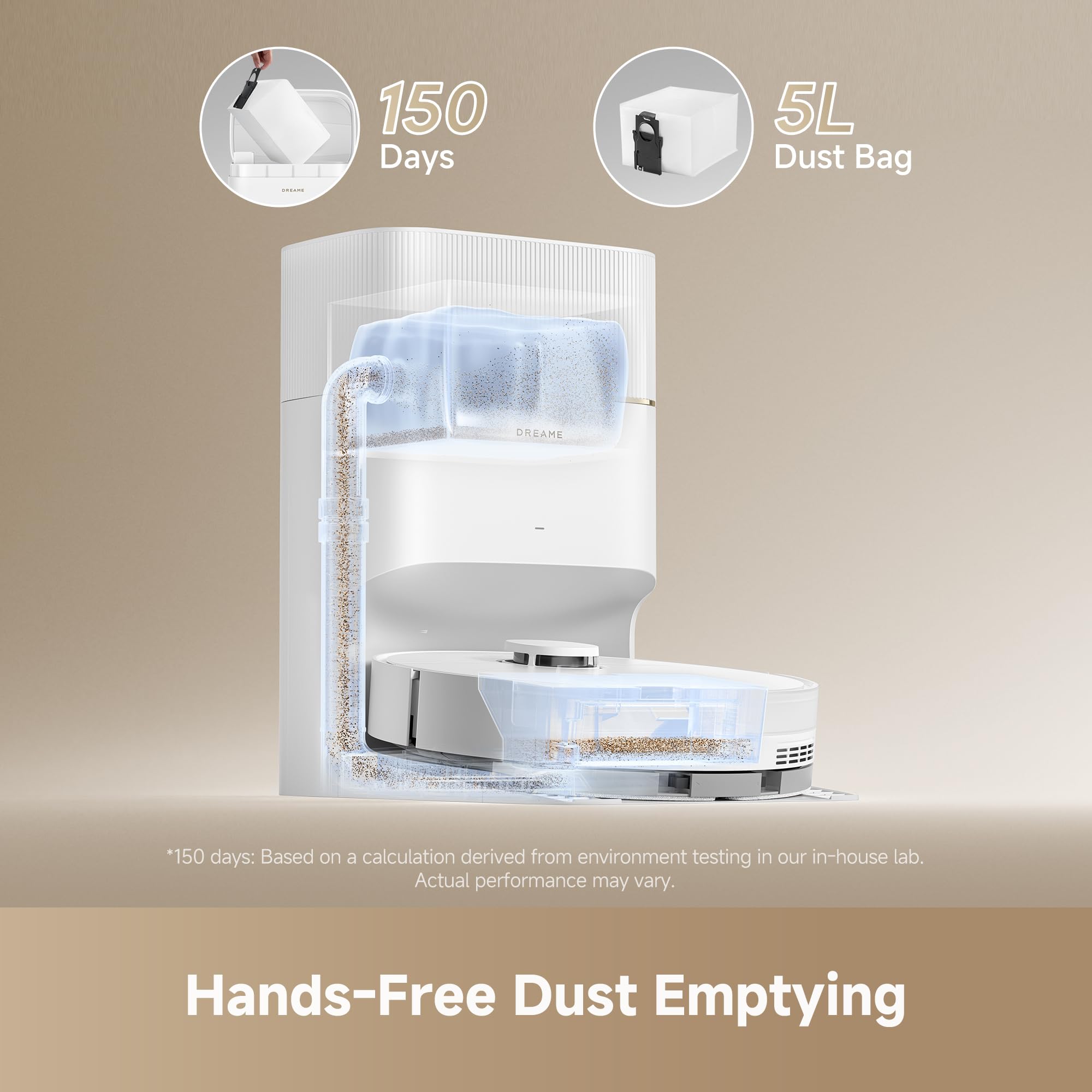 DREAME D20 Air Plus Robot Vac and Mop Combo with 20,000Pa Suction, Anti-Tangling Tech, Auto-Emptying Dock, Deep Carpet Cleaning and Smart Navigation White