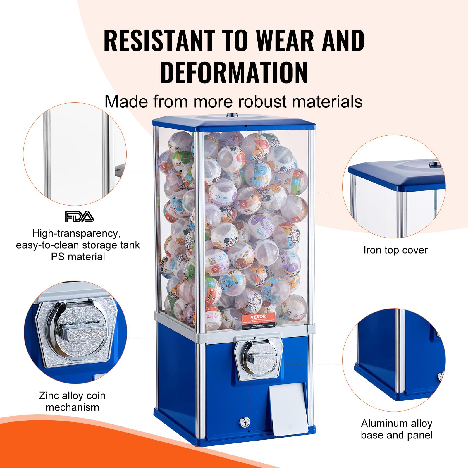 VEVOR Vending Machine, Classic Gumball Bank, Huge Load Capacity Candy Gumball Machine, Mini Vending Machines, Gumball Dispenser Machine for Kids, Perfect for