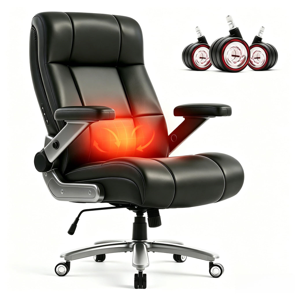 500lbs 3D Kneading Massage Office Chair with FootRest, Big and Tall Ergonomic Reclining Computer Gaming Chair, Padded Linkage Armrests, Heavy Duty Metal Base Executive Office Chair