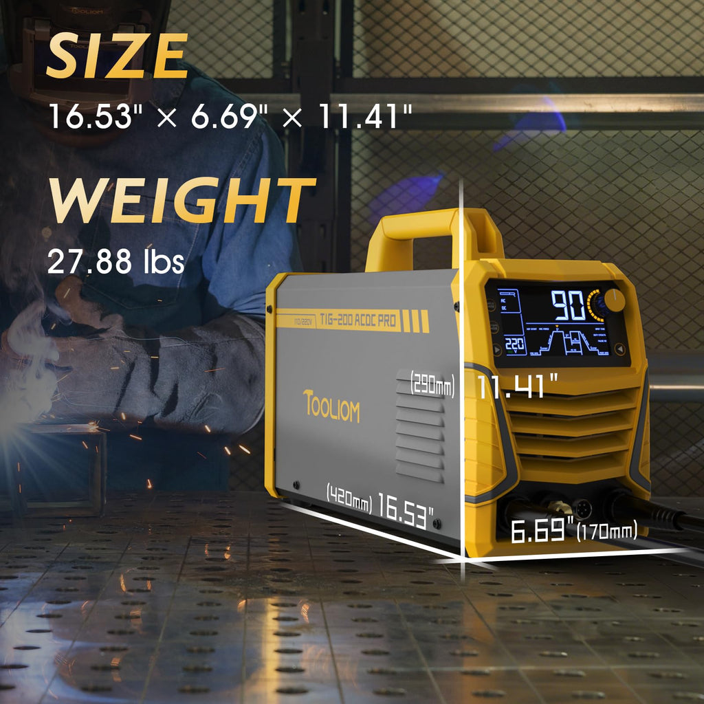 TOOLIOM 220A Cold TIG Welder with DC Pulse, 7 In 1 Cold Spot Lift TIG/Stick Welder with IGBT Inverter, 110&220V Welding Machine with Large Digital Display 2T/4T/4T Repeat Mode TIG Welding Equipment