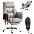 HOMCOM Massage Office Chair with 6-Point Vibration, 155° Recline & Retractable Footrest, PU Leather Executive Computer Desk Chair with Lumbar Support, Pocket Springs, Wheels for Home Office, Black