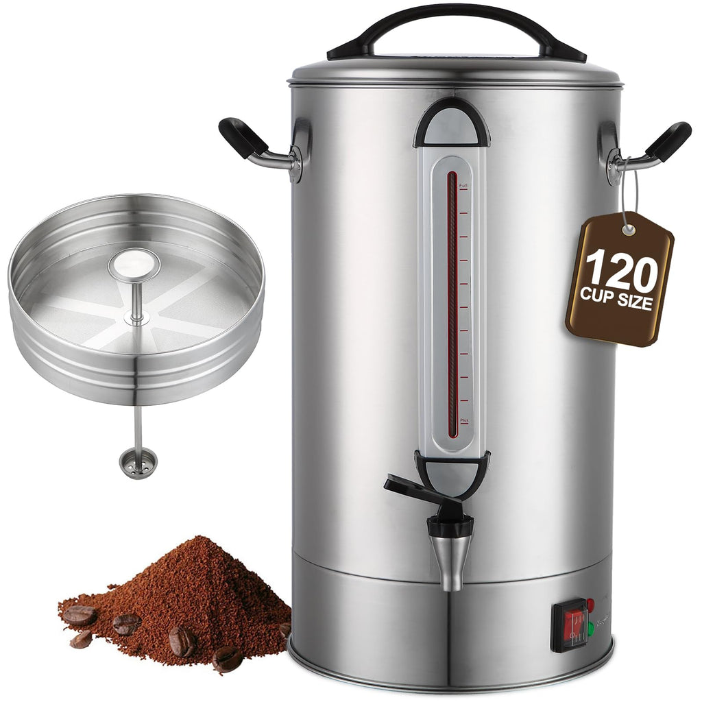 Commercial Coffee Urn 24L 160Cup Stainless Steel Quick Brew Hot Dispenser for Catering, Commercial Grade Large Capacity Coffee Maker For Meeting Rooms, Church, School, for 100+ Guests