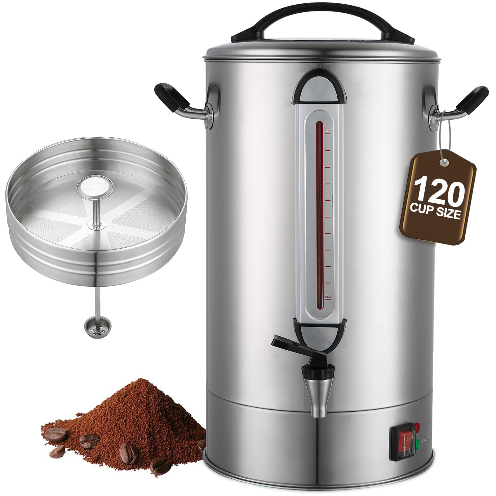 Commercial Coffee Urn 24L 160Cup Stainless Steel Quick Brew Hot Dispenser for Catering, Commercial Grade Large Capacity Coffee Maker For Meeting Rooms, Church, School, for 100+ Guests
