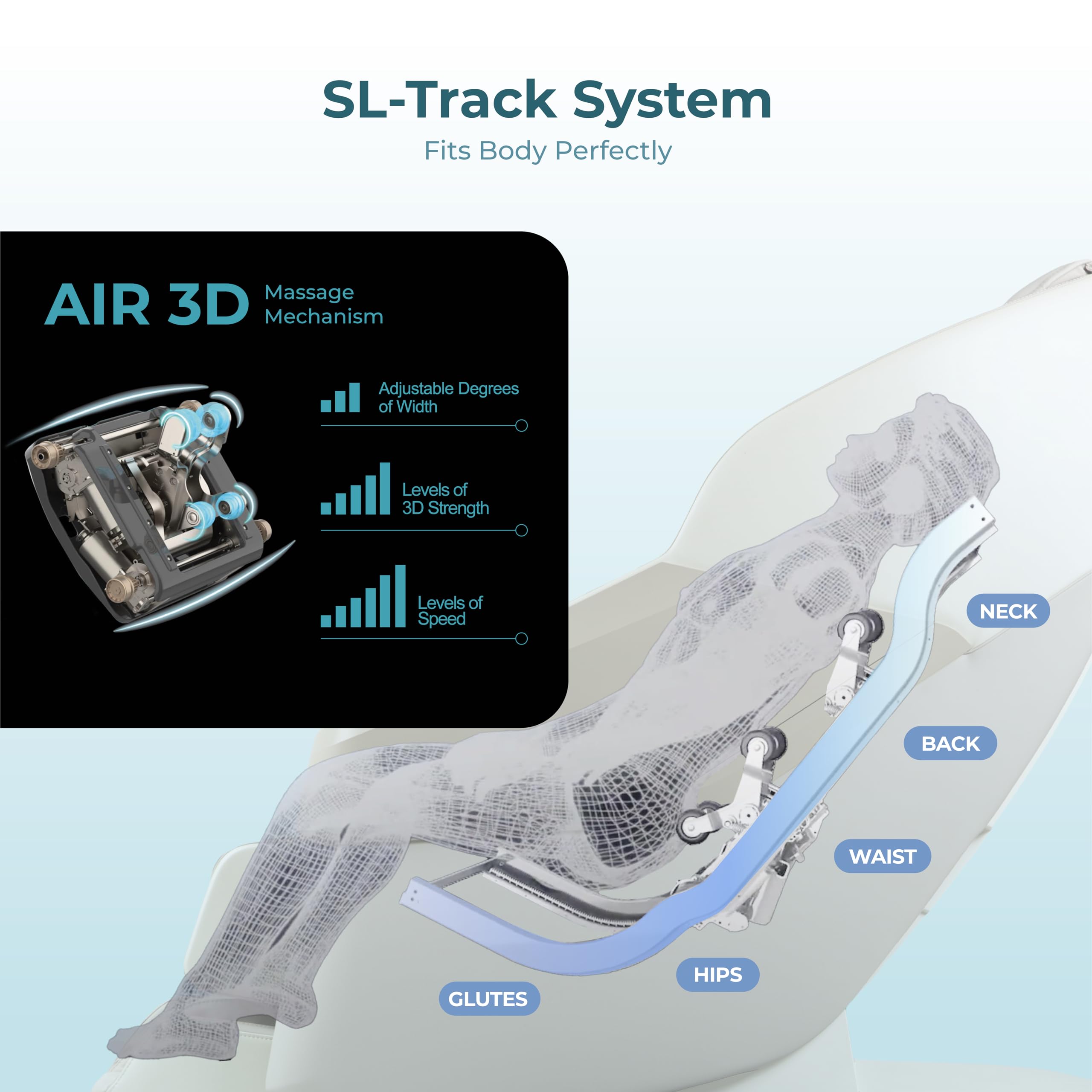 Titan Nido 3D l Full Body Massage Chair l AIR 3D Massage Mechanism l Rocking Motion Position l Voice Control l 2 Stage Zero Gravity Reclining l 7.5" Touchscreen Controller (Taupe) (RT5920)