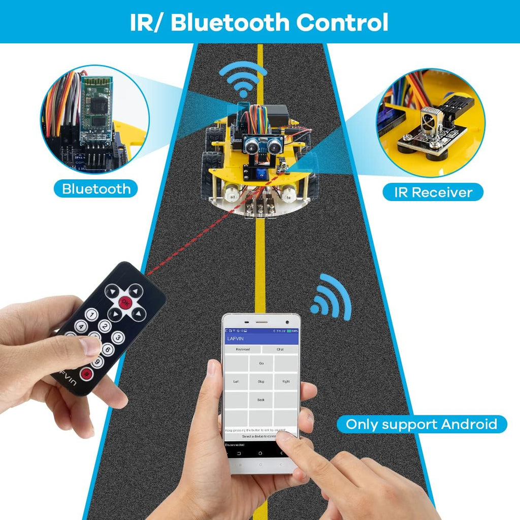 LAFVIN Smart Robot Car Kit Include Ultrasonic Sensor,R3 Board Compatible with Arduino IDE with Tutorial
