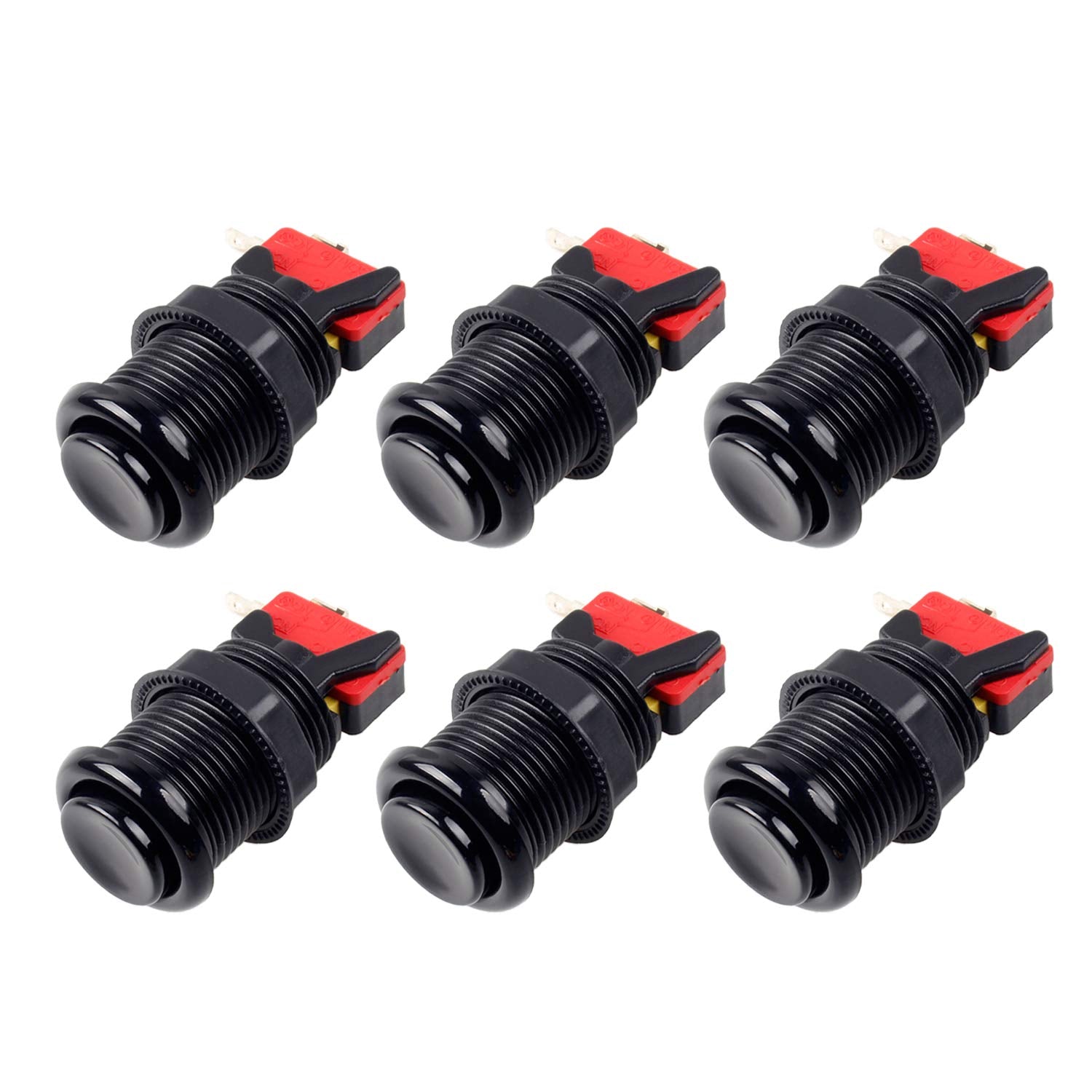 EG STARTS 6X American Style Standard Arcade Buttons Switchable Happ Type 30mm Push Button 3/16" Terminal for Jamma Mame Kit Parts (Each Color of 1)