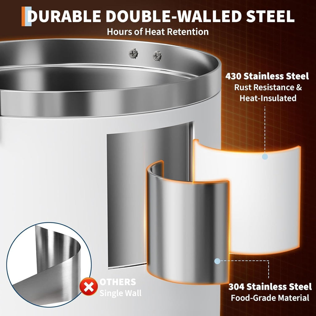 120 Cup Commercial Coffee Urn and Hot Beverage Dispenser, Stainless Steel Large Coffee Maker, Double Wall Hot Water Urn With Cool-Touch Handle, Dripless Faucet, Quick Brew for Events & Catering