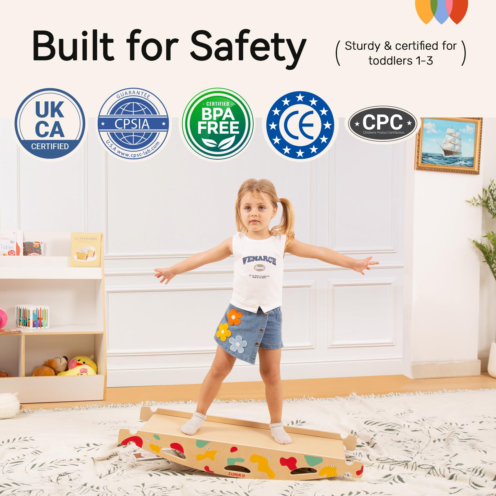 WINGYZ Pikler Triangle Set, Montessori Foldable 8-in-1 Jungle Gym & Reversible Animal Slide, Patent-Protected Climbing Set, Safe 2.35" Gap ASTM F963 Standards for Toddlers 18 Months-5 Years (Rainbow)