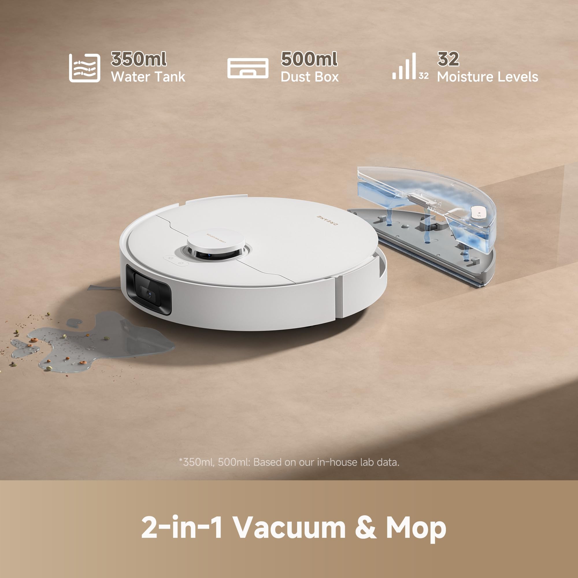 DREAME D20 Air Plus Robot Vac and Mop Combo with 20,000Pa Suction, Anti-Tangling Tech, Auto-Emptying Dock, Deep Carpet Cleaning and Smart Navigation White