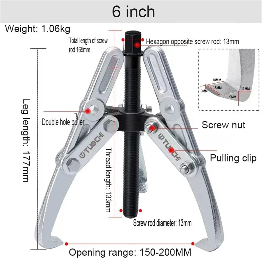 AVIMYA Lamar Apparatus Special Puller for Washing Machine Remove Bearing Two Claw/Three Claw 4 Inch/6 Inch Puller Double Hole Tools (Color : 6-inch Silver)