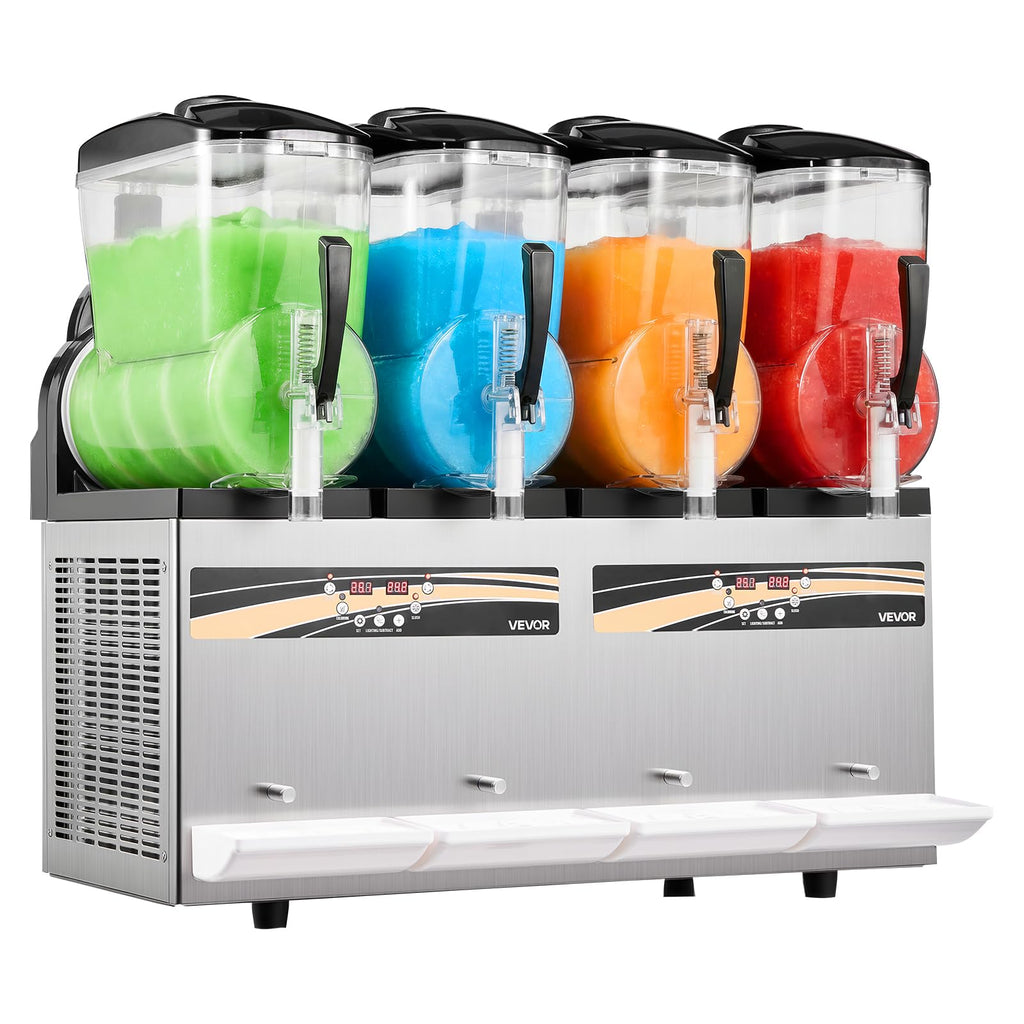 VEVOR Commercial Slushy Machine, 12Lx3 Triple Tank Frozen Drink Machine, 144 Cups Stainless Steel Margarita Smoothie Frozen Drink Maker, Slushie Maker for Home Party Restaurants Cafe Bars