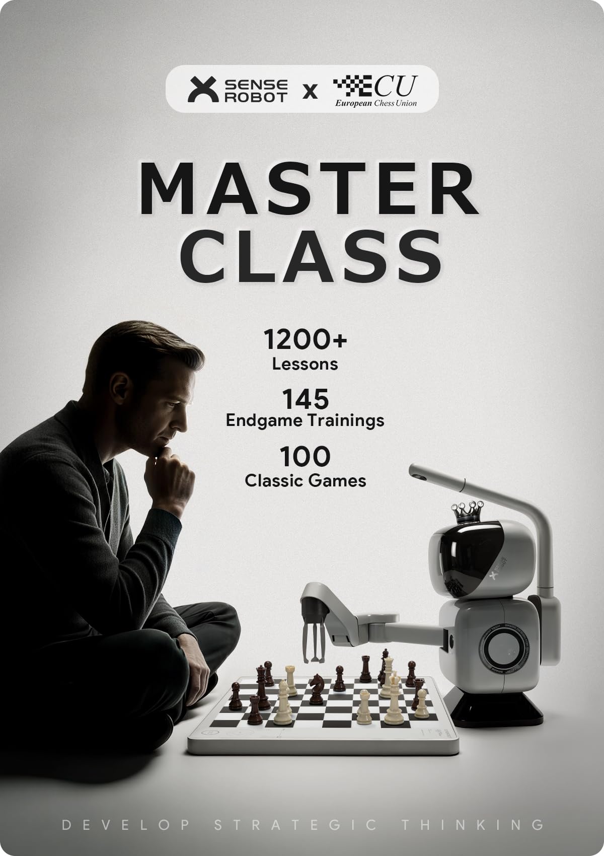 SenseRobot AI Chess Robot with Robotic Arm, Electronic Chess Board for Kids & Adults, 25 AI Levels, 1200+ Exercises, Voice Coaching, Lichess Integration, Wi-Fi OTA Updates