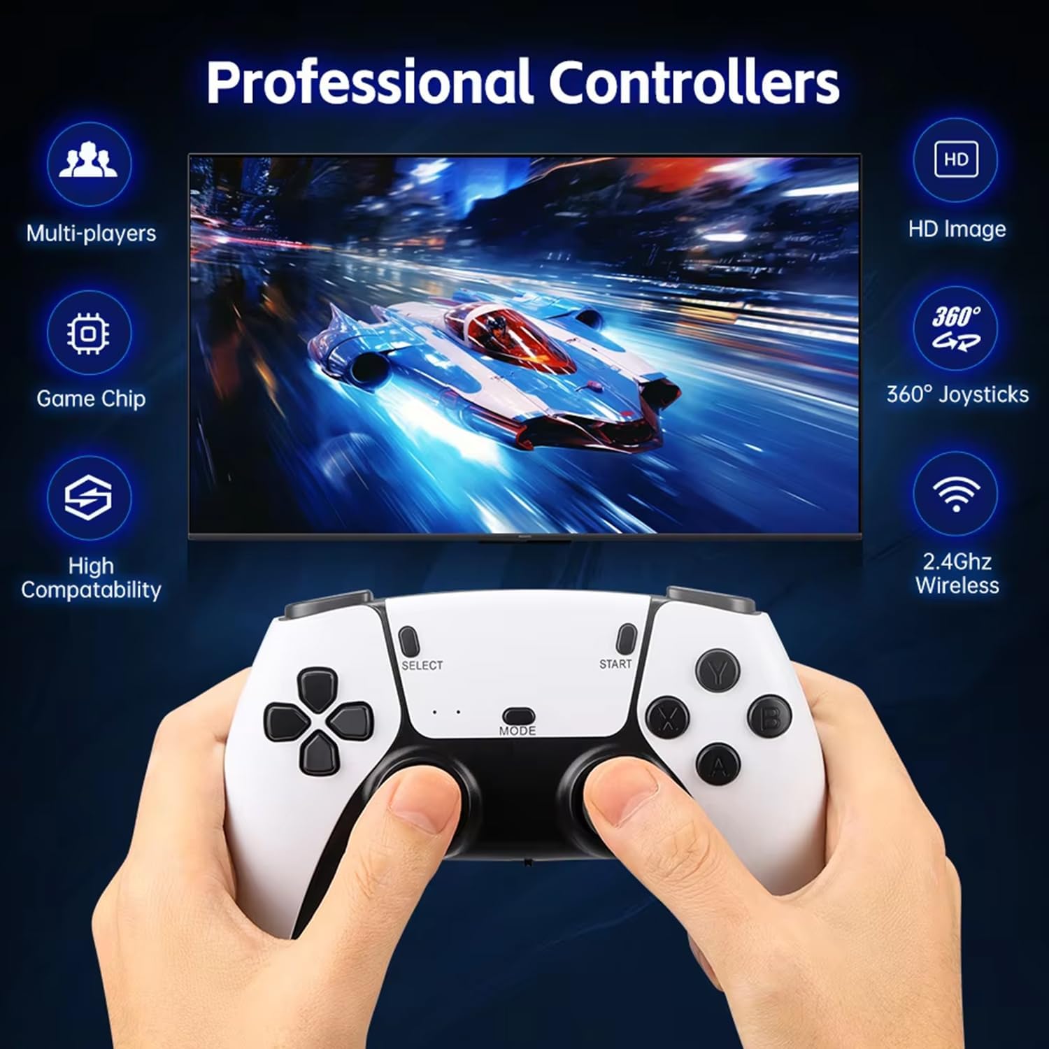Retro Game Stick 4K HDMI – 20,000+ Classic Games, 23 Emulators, Plug & Play Nostalgia TV Console with Dual 2.4G Wireless Controllers & 64GB Card for Kids & Adults