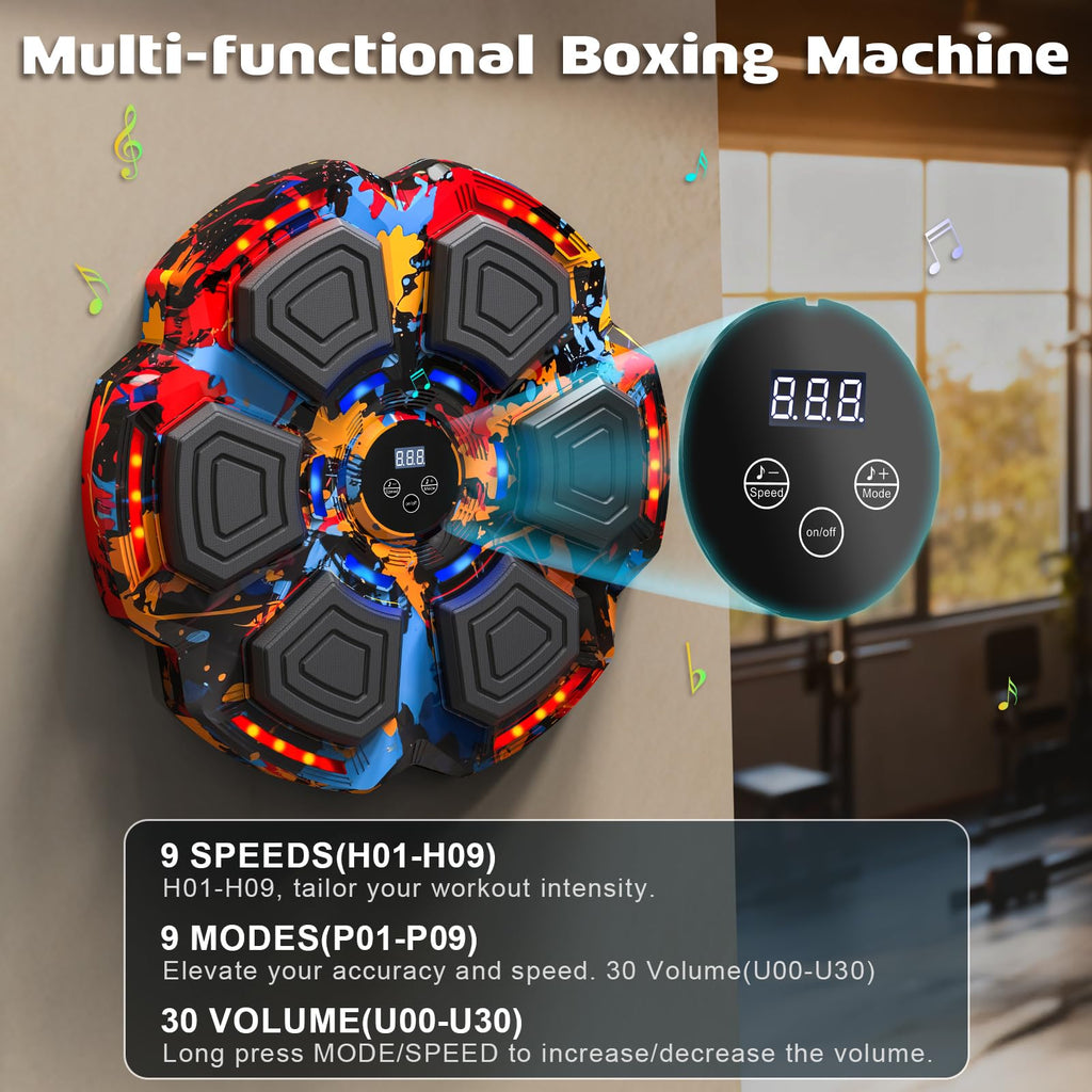 Music Boxing Machine, Smart Music Punching Machine for Adults Kids, Bluetooth Music Sync, Wall-Mounted Workout/Training Equipment with Boxing Gloves, Suitable for Home Gym Office Indoor Exercise