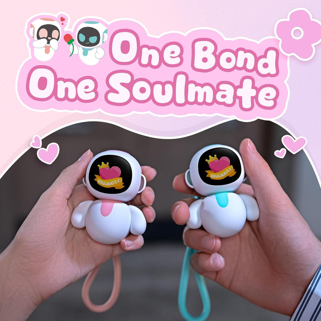 ENERGIZE LAB Eiliko Coral Pink - Your Tiny AI Charm Robot that Matches Every Daily Outfit, Fun Electronic Pendant Toys, for Couples and Best Friends.