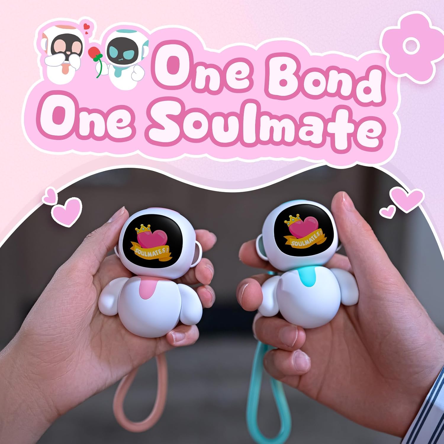 ENERGIZE LAB Eiliko Coral Pink - Your Tiny AI Charm Robot that Matches Every Daily Outfit, Fun Electronic Pendant Toys, for Couples and Best Friends.