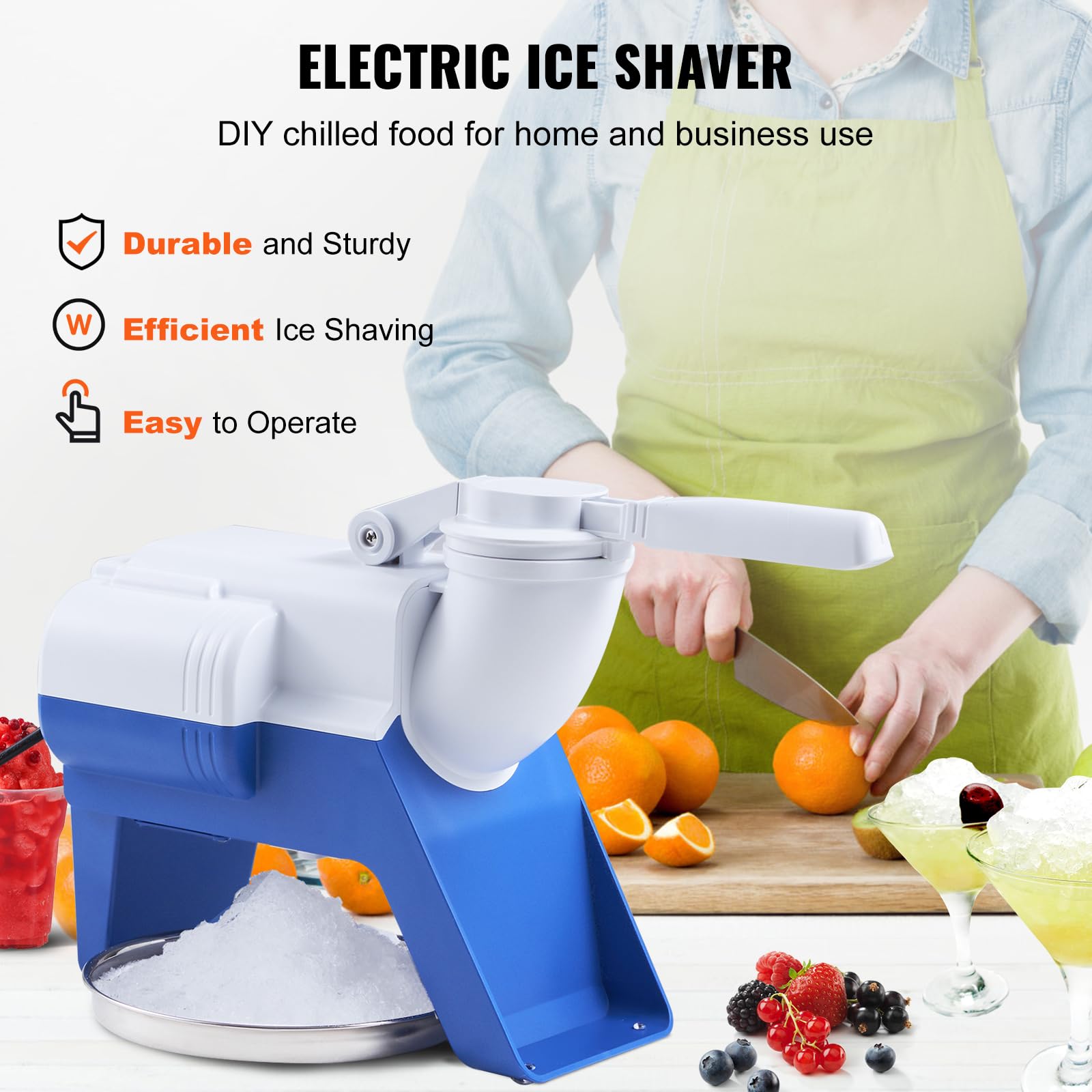 VEVOR Snowflake Ice Machine, 176LBS/24H Snowflake Ice Maker, Ice-Shaver Machine with Stainless Steel Blade, Electric Snow Cone Maker with 0.48Gal Tank, 90S Fast Pre-Cooling, for Home & Small Gathering