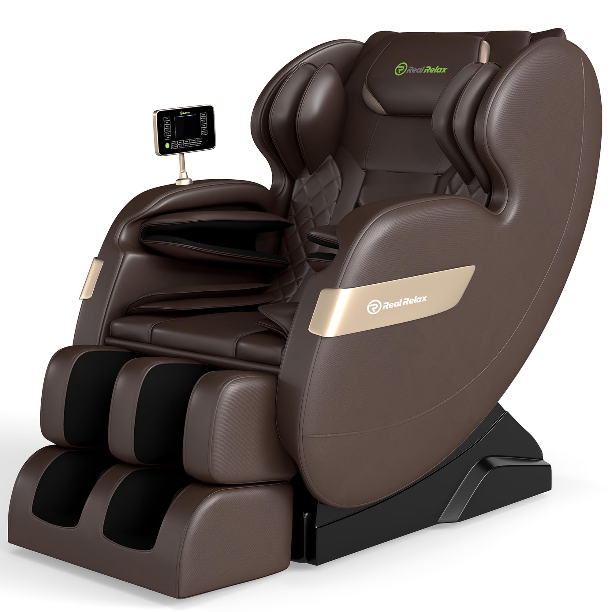 Real Relax Massage Chair Full Body of Dual Core S Track,Zero Gravity Realiner with App Control,Bluetooth,Foot Roller,Home or Office Use,Black and Gold