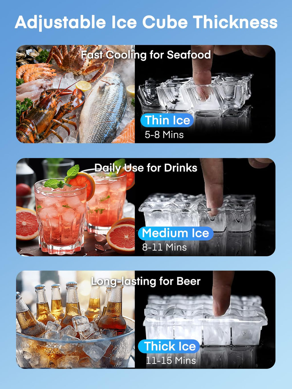 Commercial Ice Maker Machine 380LBS/24H, 250LBS Stainless Steel Storage Bin, 132 Ice Cubes in 8-15min, Self-Cleaning, Air Cooled Ice Machine with Touchscreen for Bar Business Restaurant Cafe (380 lbs)