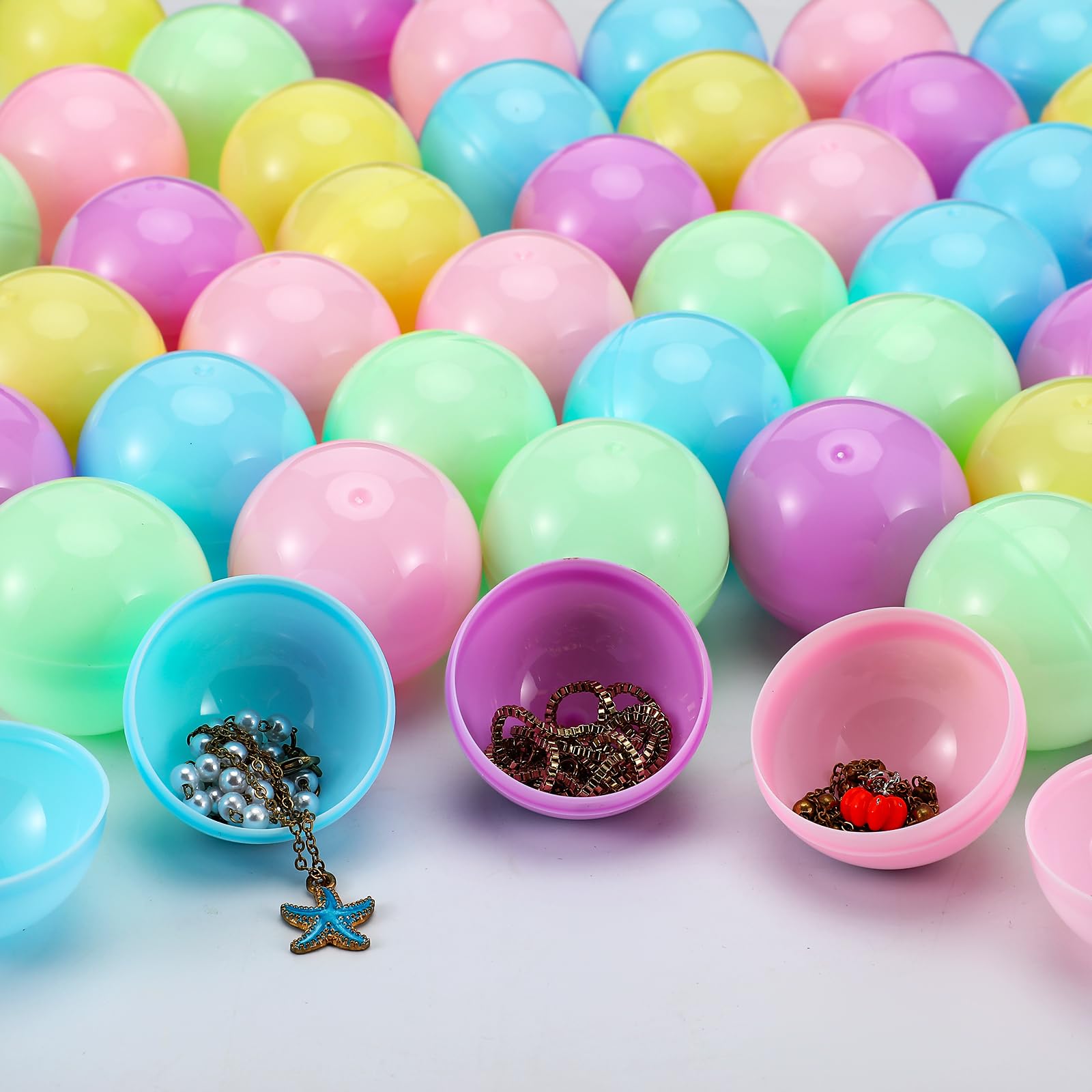 Sosation 150 Pcs 1.77 Inch Gumball Vending Machine Capsules Empty Round Plastic Containers for Prizes Party Favors (Stylish Color)