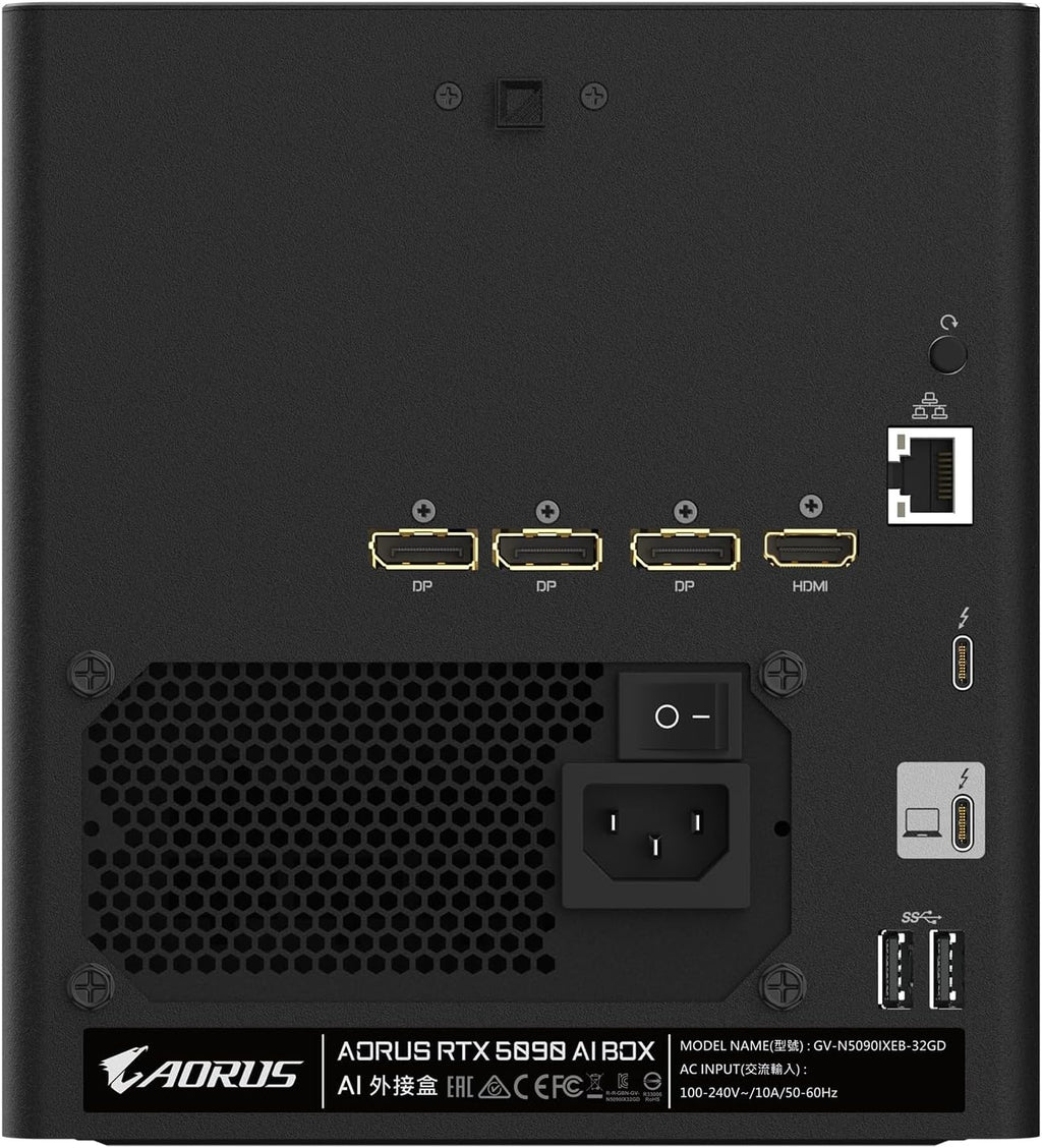 GIGABYTE AORUS RTX 5090 AI Box Graphics Card - 32GB GDDR7, 512Bit, PCI-E 5.0, 2407MHz Core Clock, 3X DP 2.1, 1x HDMI 2.1, GV-N5090IXEB-32GD 1.0