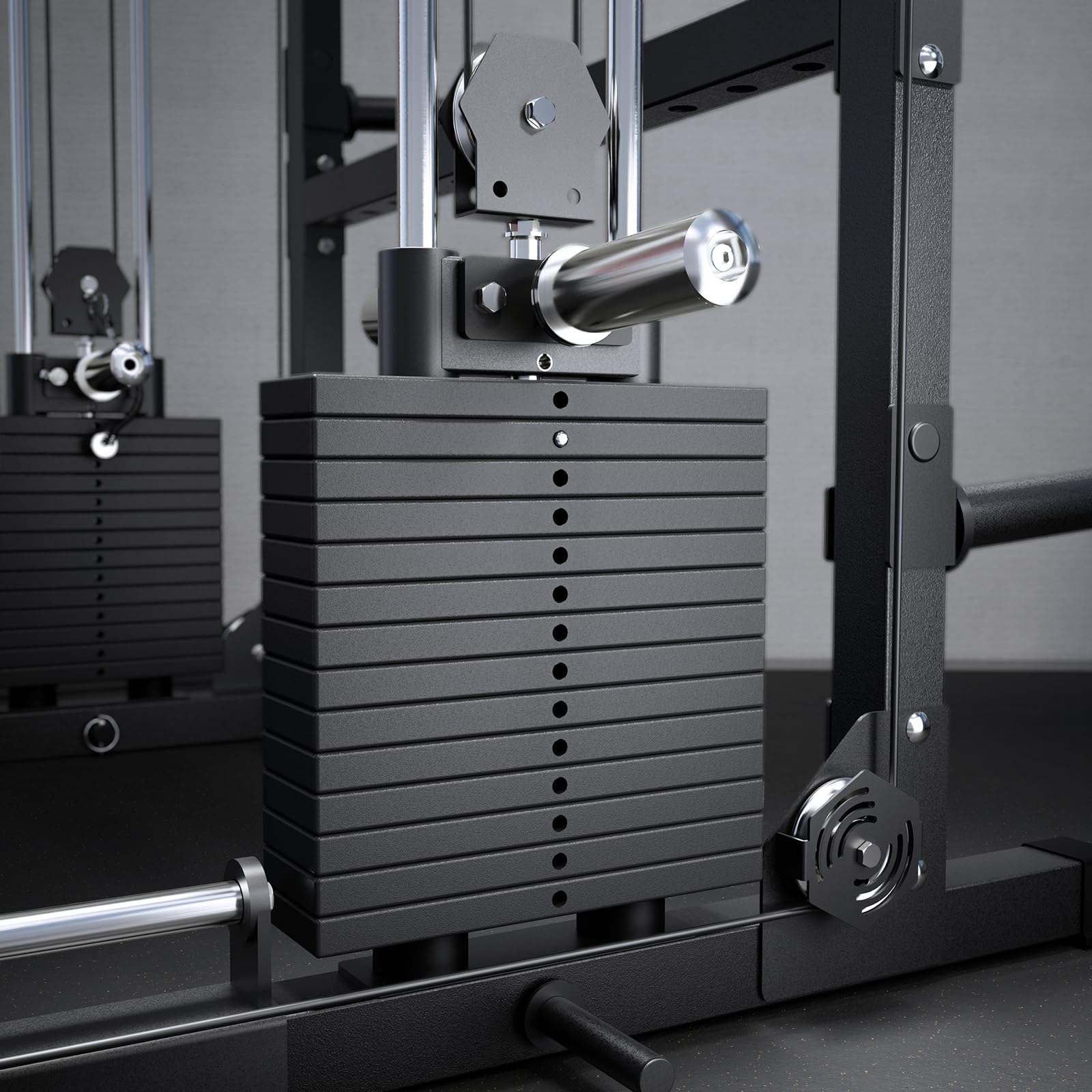 RitFit M2 3D Smith Machine & 286.6LB Built-in Weight Stack with Cable Crossover System, All in One Functional Trainer & Power Cage, 16 Adjustment Holes, 6 Storage Pegs for Full-Body Home Gym