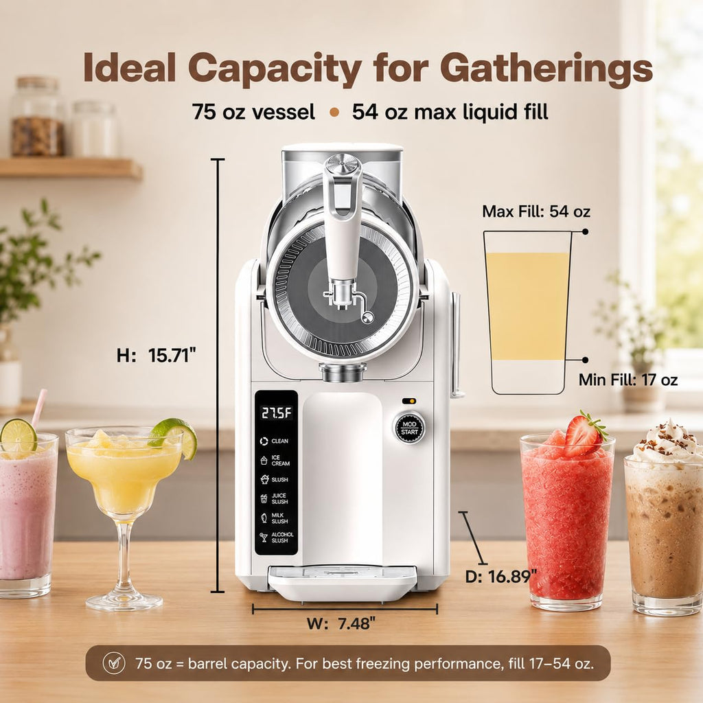SYINTAO Slushie Machine No Ice Needed, 2-in-1 Frozen Drink & Soft Serve Ice Cream Maker, Self-Chilling Slushy Maker with 5 Presets, LED Display & Auto Clean for Home & Party (Black)