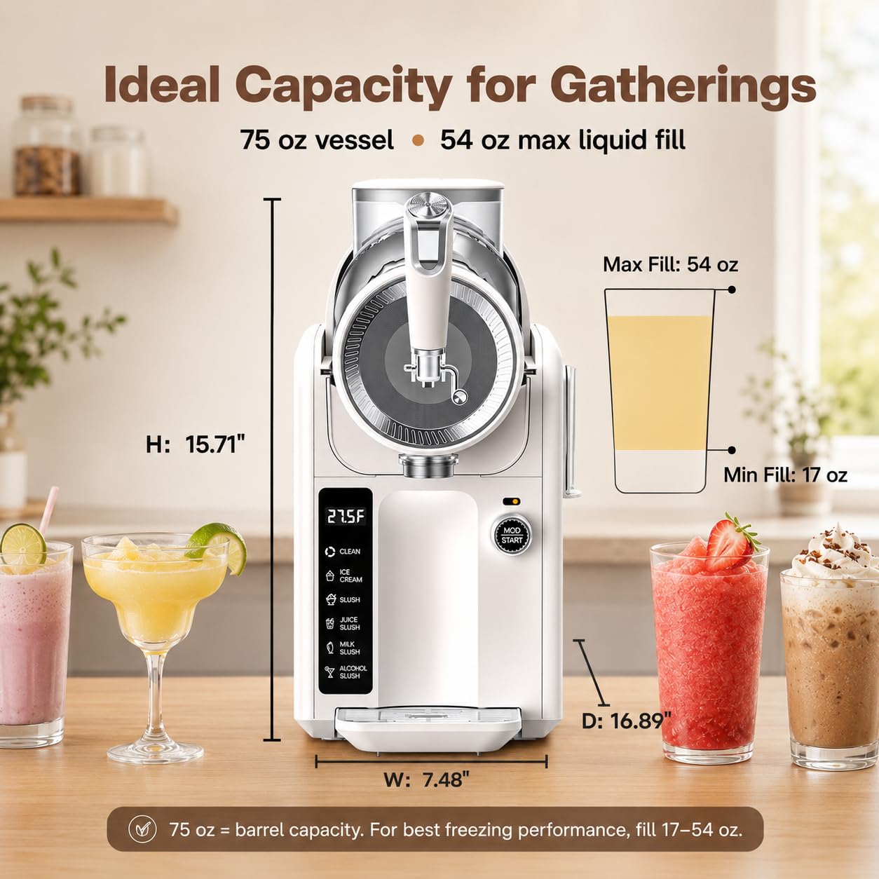 SYINTAO Slushie Machine No Ice Needed, 2-in-1 Frozen Drink & Soft Serve Ice Cream Maker, Self-Chilling Slushy Maker with 5 Presets, LED Display & Auto Clean for Home & Party (Black)