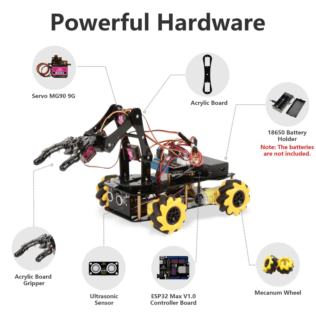 4-in-1 ESP32 Smart Camera Solar Robot Car, 4WD Remote Control Car Robotics Kit for 8-12 12-16+ Kids Teens, Electronics Programming STEM Toy Science Coding Kit Compatible with Arduino/Scratch/Phython