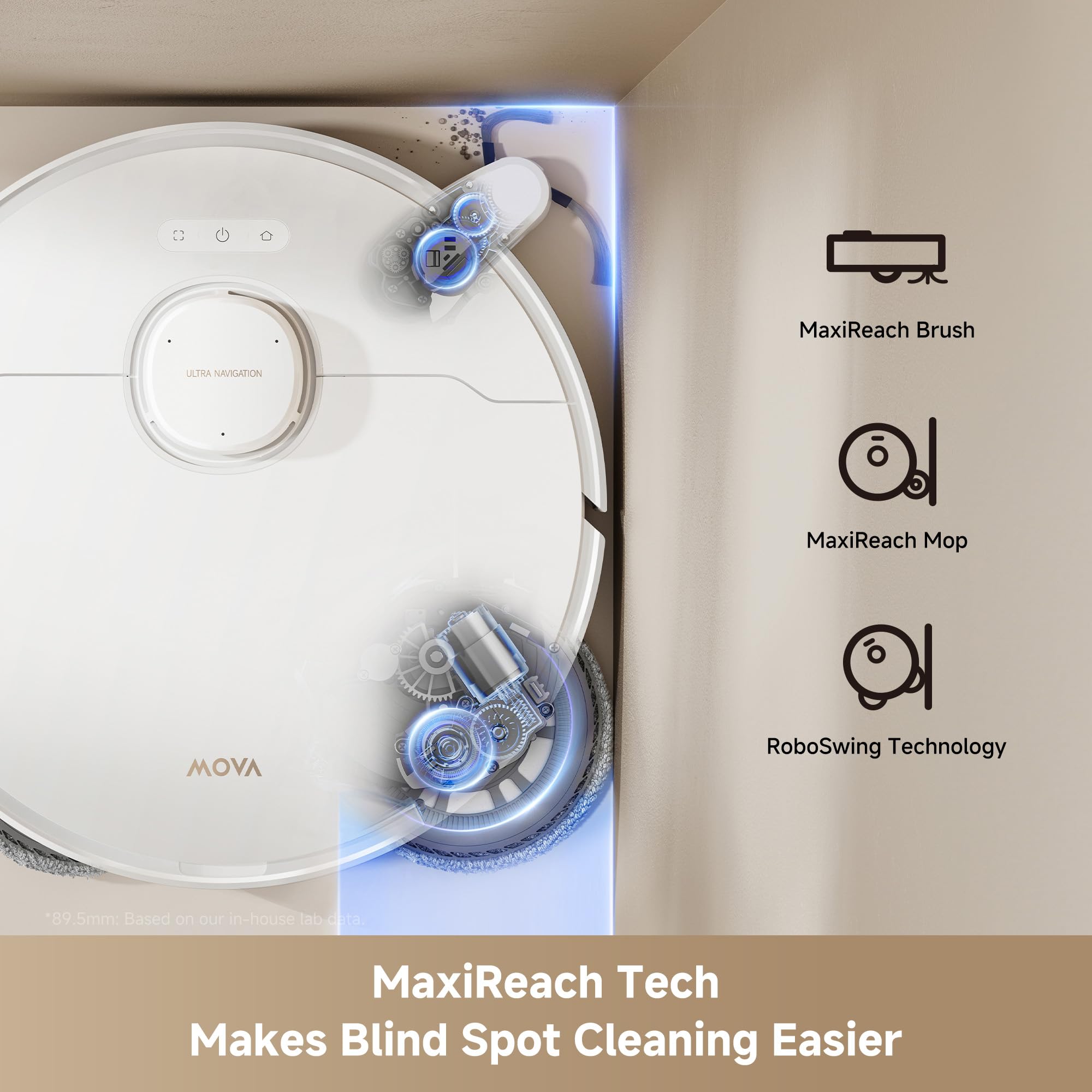 Mova P10 Pro Ultra Robot Vacuum and Mop 13,000Pa Suction, 140°F Hot Water Auto Mop Washing & Drying, Dual Spinning Extenable Mop,10.5mm Lifting for Carpet, 360°Obstacle Avoidance, App Control