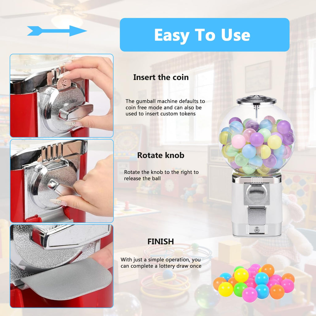 50mm Ball Classic Bubble Capsule Toys Dispenser Vending Machine Vending Machine Twister Ball Dispenser Gumball Machine for Retail,Amusement Parks(Color:White)