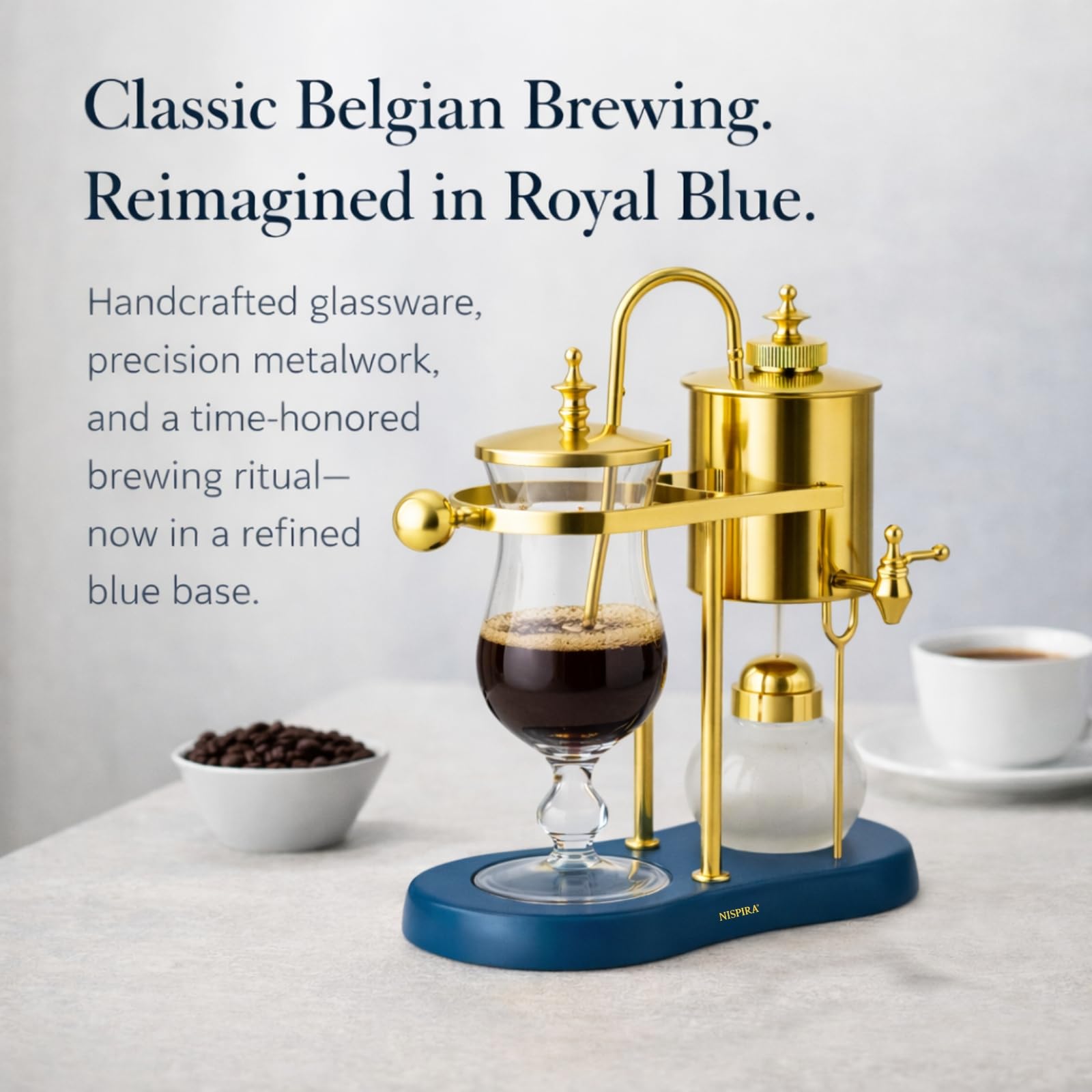 Nispira Belgium Royal Family Balance Syphon Unique Gravity Vintage Coffee Maker Vacuum Brewing System Copper 500 ml