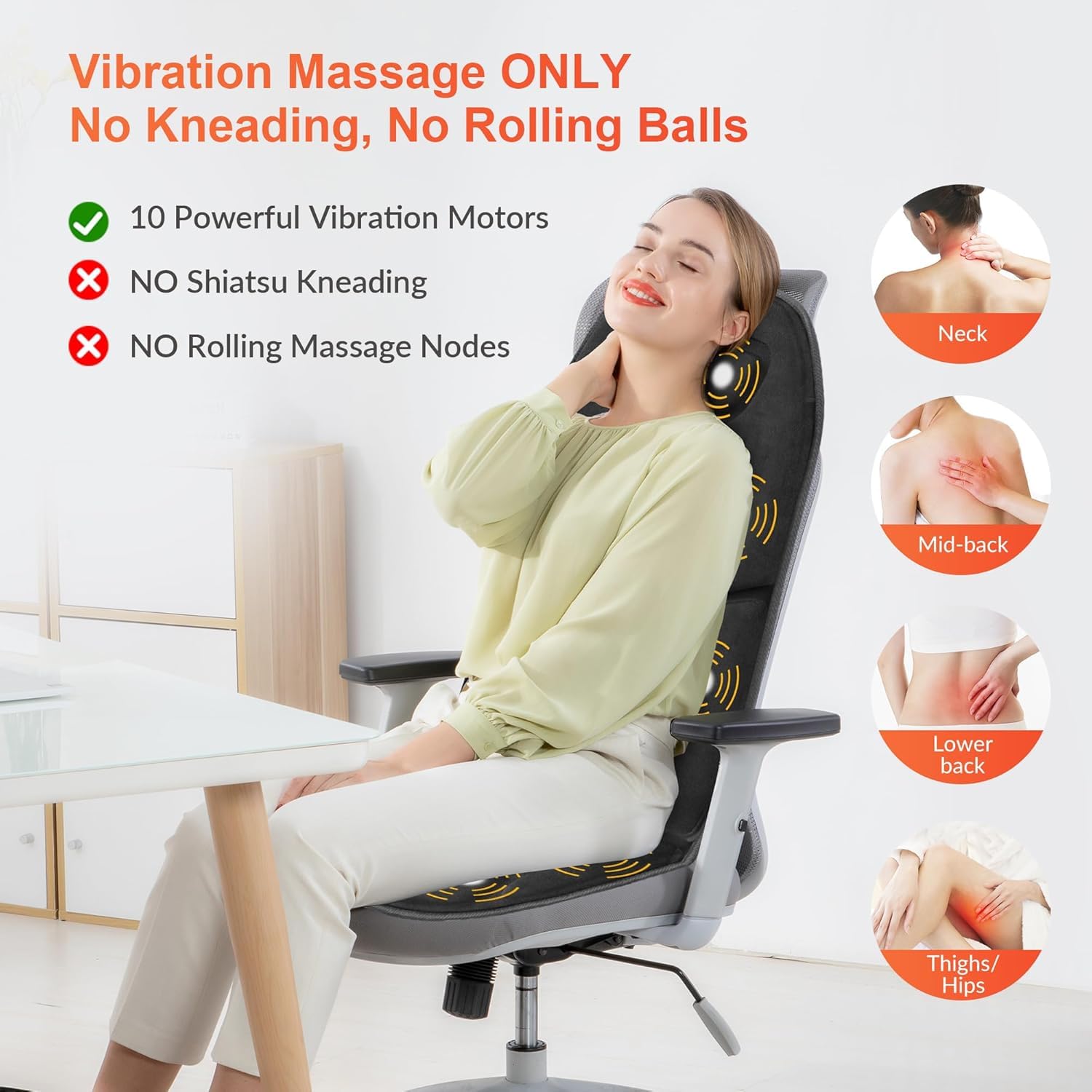 COMFIER Vibration Back Massager Seat Cushion with Heat,Father Day Dad Gifts for Men,10 Motors Massage Chair Pad,Chair Massager for Pain Relief at Office/Home, Father Day Gift