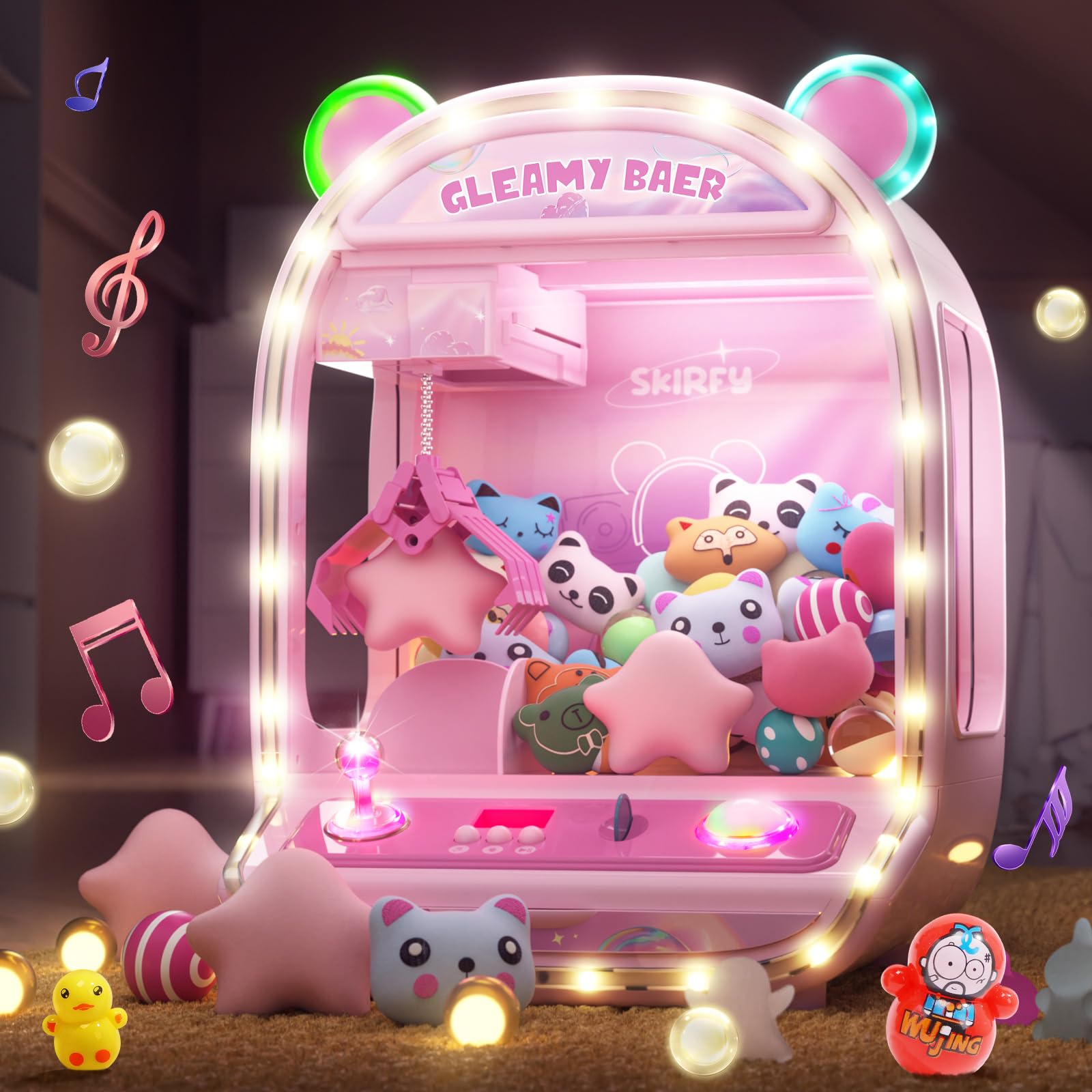 Skirfy 15” Claws Machines for Kids Adults with Sound Light, Vending Machine Candy Grabber Prize Dispenser Toys, Unicorns Claws Machines Electric Control,Birthday Girl Toys Gift