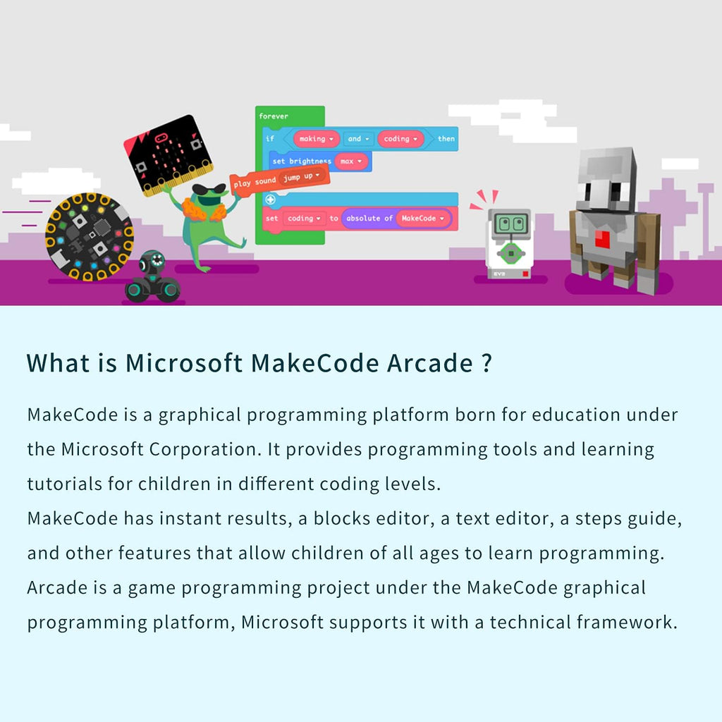 ELECFREAKS microbit Retro Makecode Arcade for STEM Education, Micro:bit Joystick Programming Learning Machine Supports Remote Control and Creat Games(Without Micro:bit)